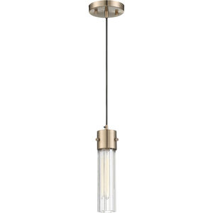 Eaves 1 Light 5 inch Copper Brushed Brass and Clear Ribbed Pendant Ceiling Light