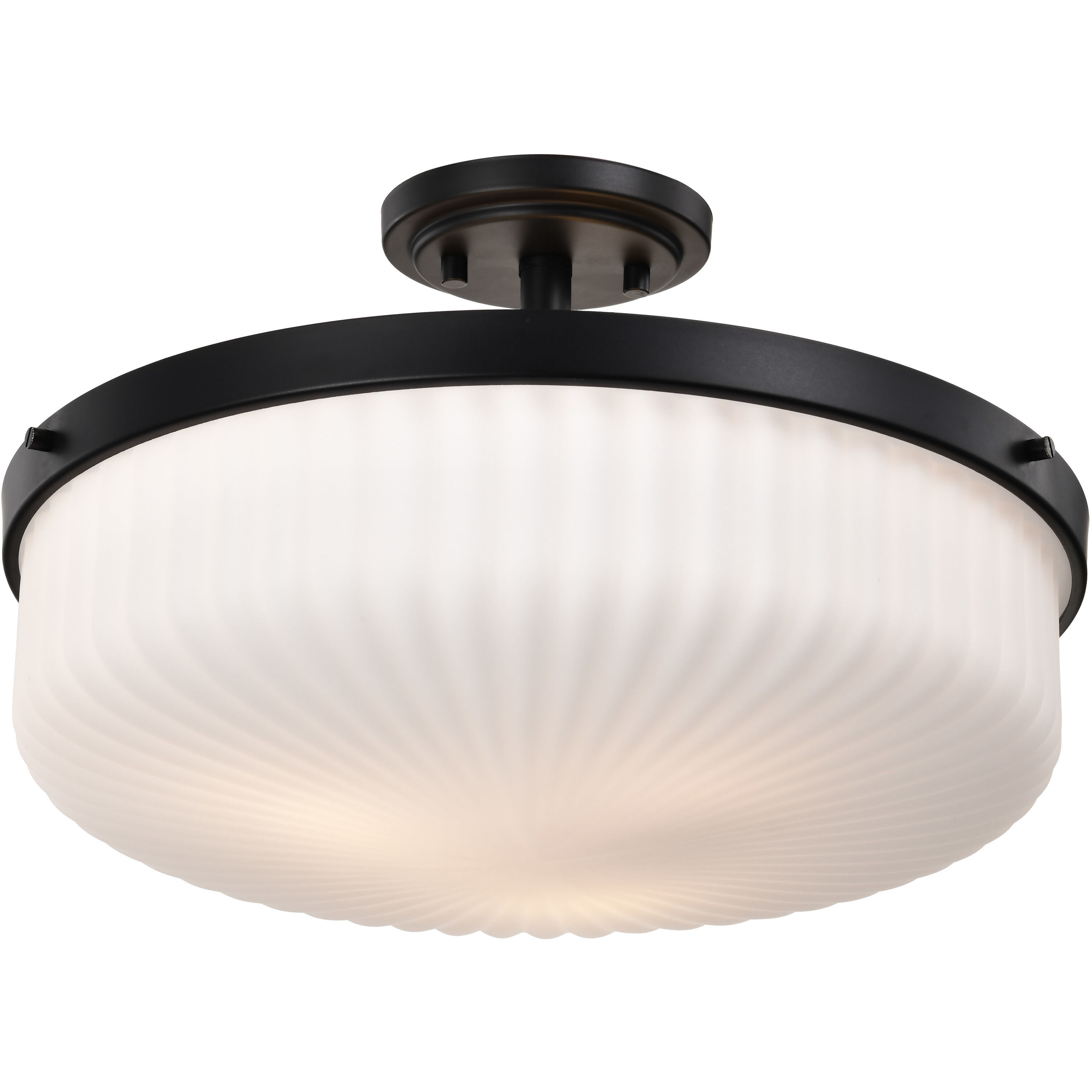 Solara 16.6 inch Matte Black Semi Flush Mount Ceiling Light