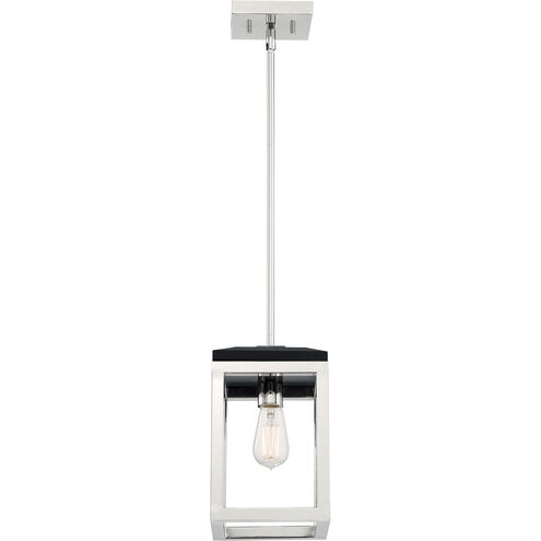 Cakewalk 1 Light 7 inch Polished Nickel and Black Accents Pendant Ceiling Light