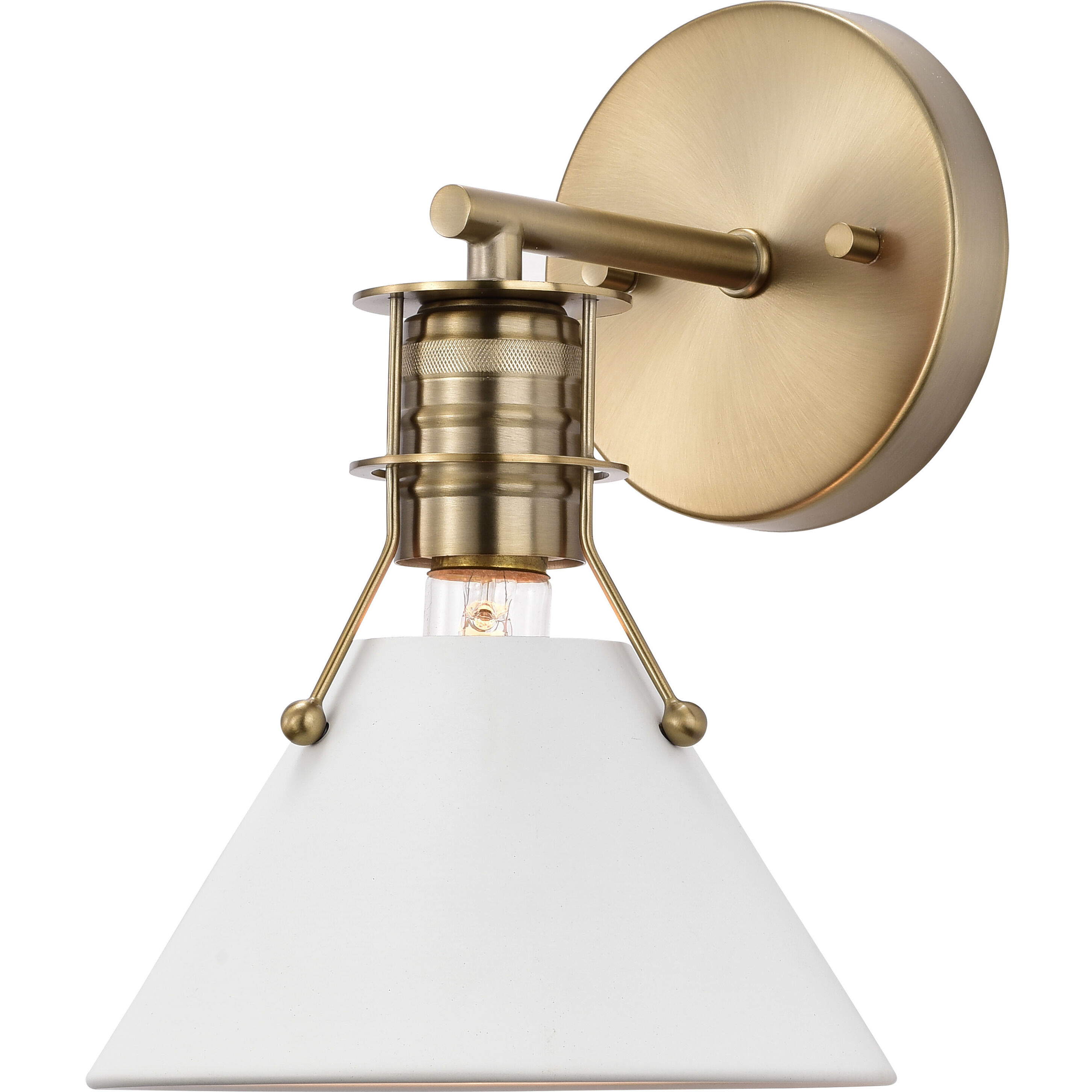 Outpost 1 Light 7 inch Matte White/Burnished Brass Bathroom Vanity Lights Wall Light
