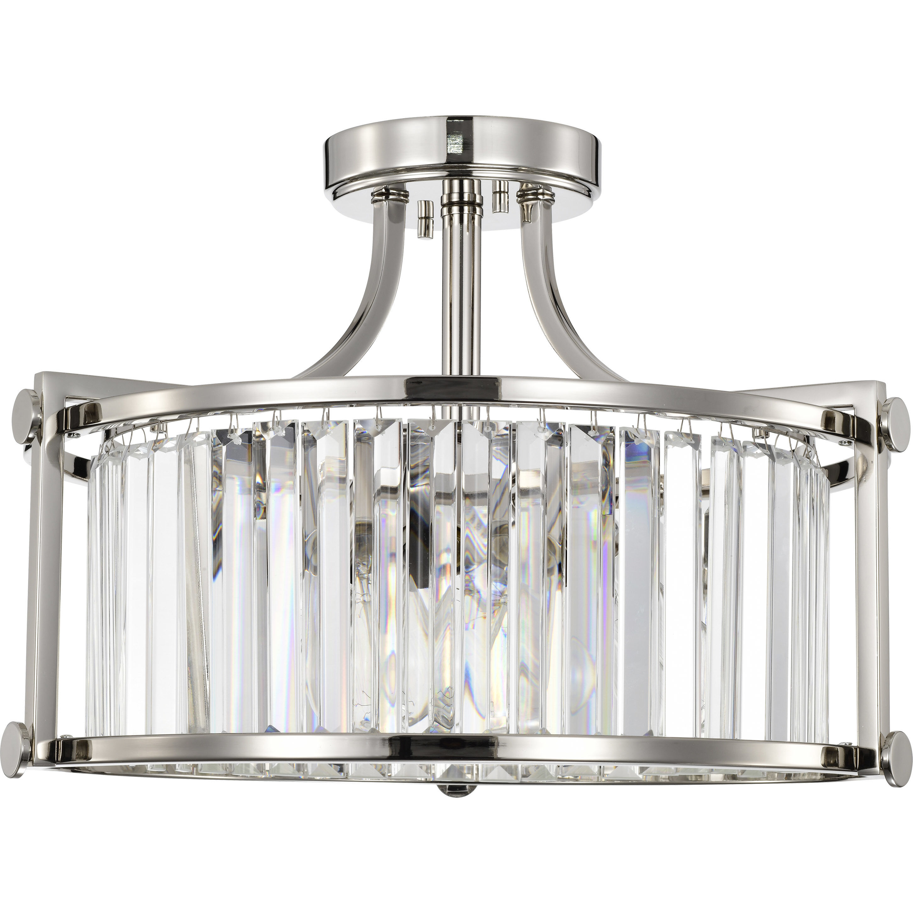 Krys 3 Light 17.75 inch Polished Nickel Semi Flush Mount Ceiling Light