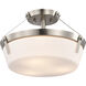 Rowen 3 Light 14.63 inch Brushed Nickel Semi Flush Mount Ceiling Light