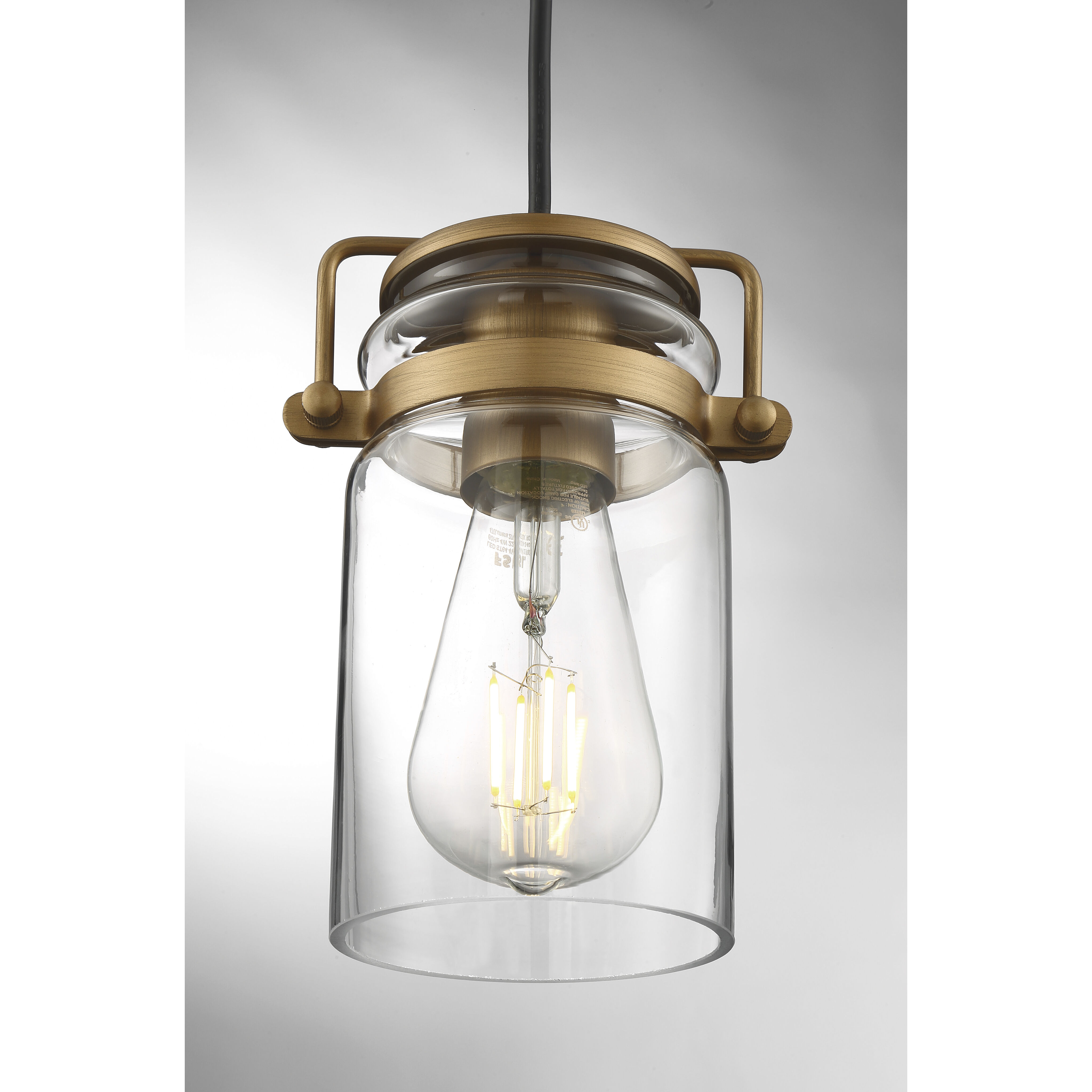 Antebellum 1 Light 5 inch Vintage Brass and Clear Mini Pendant Ceiling Light