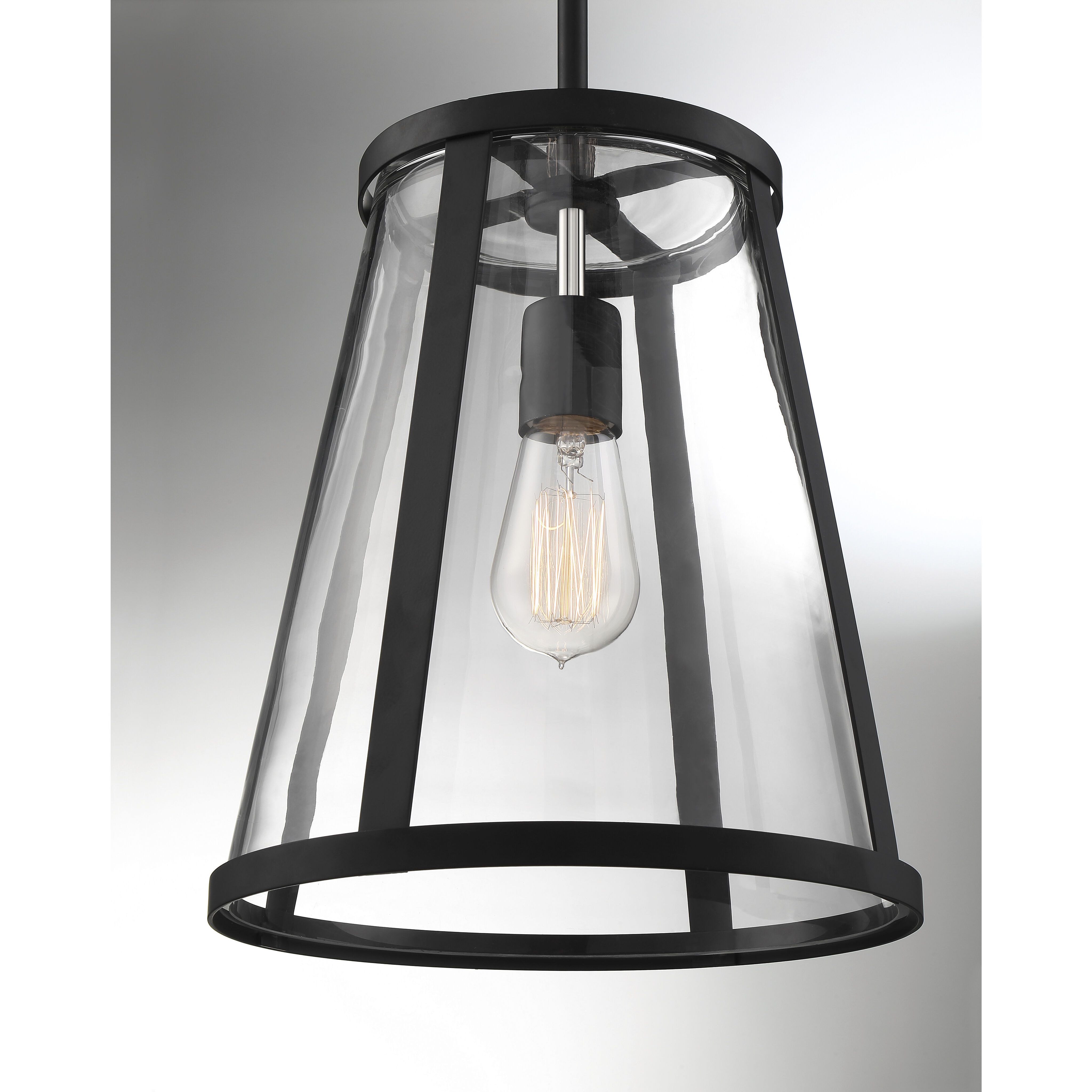 Bruge 1 Light 11 inch Matte Black and Clear Pendant Ceiling Light