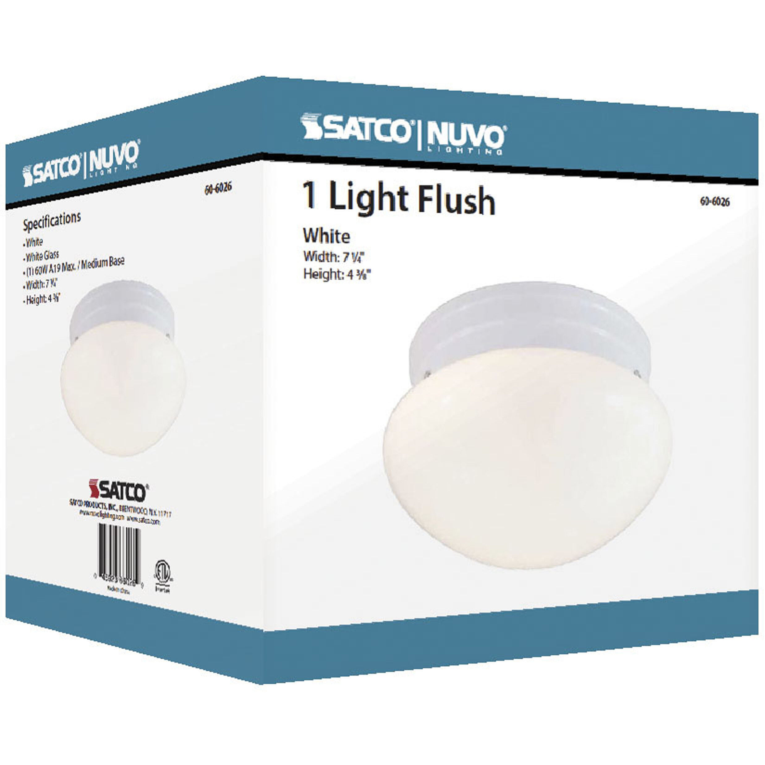 Brentwood 1 Light 8 inch White Flush Mount Ceiling Light