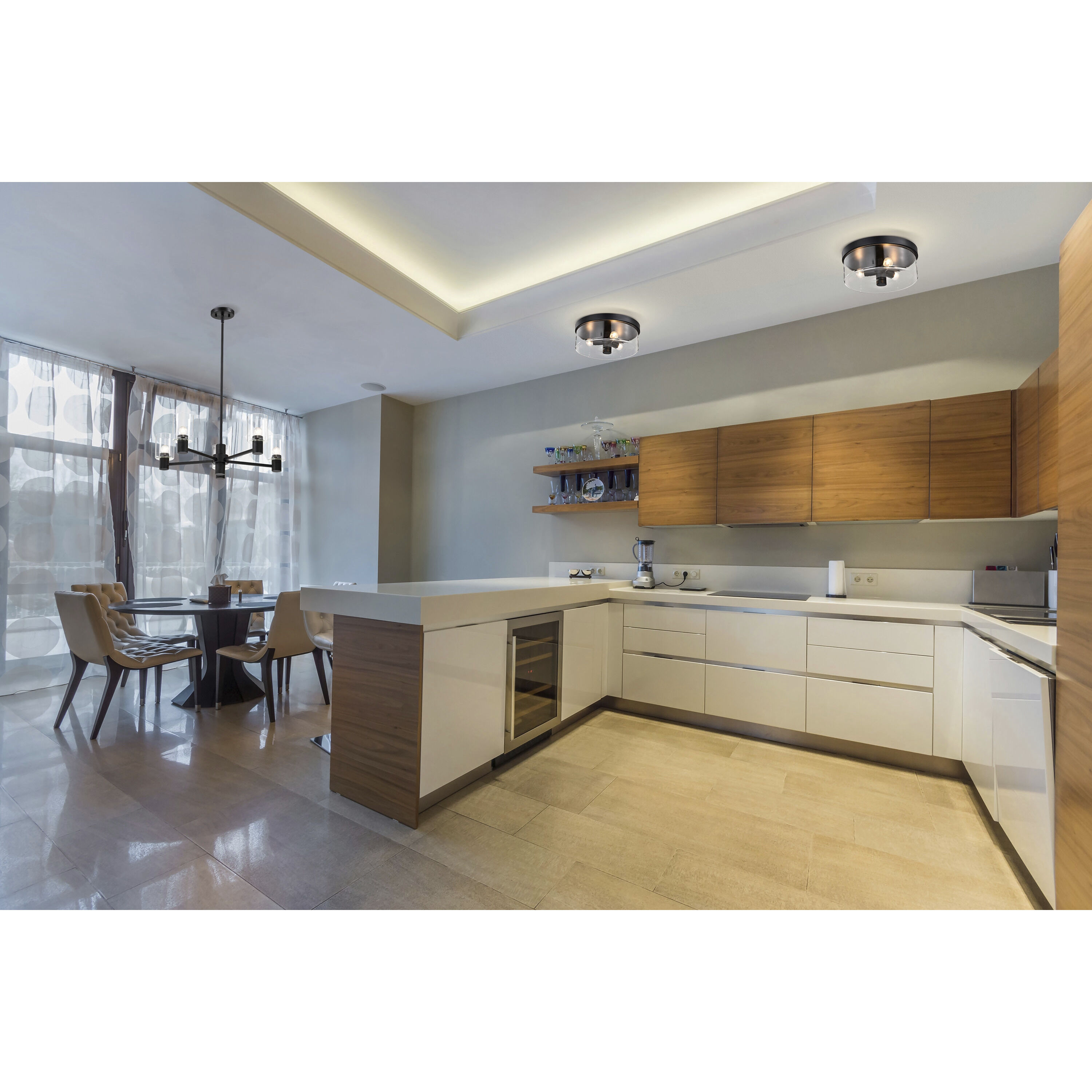 Clarksville 15 inch Matte Black Flush Mount Ceiling Light