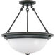 Brentwood 3 Light 15 inch Mahogany Bronze Semi-Flush Ceiling Light