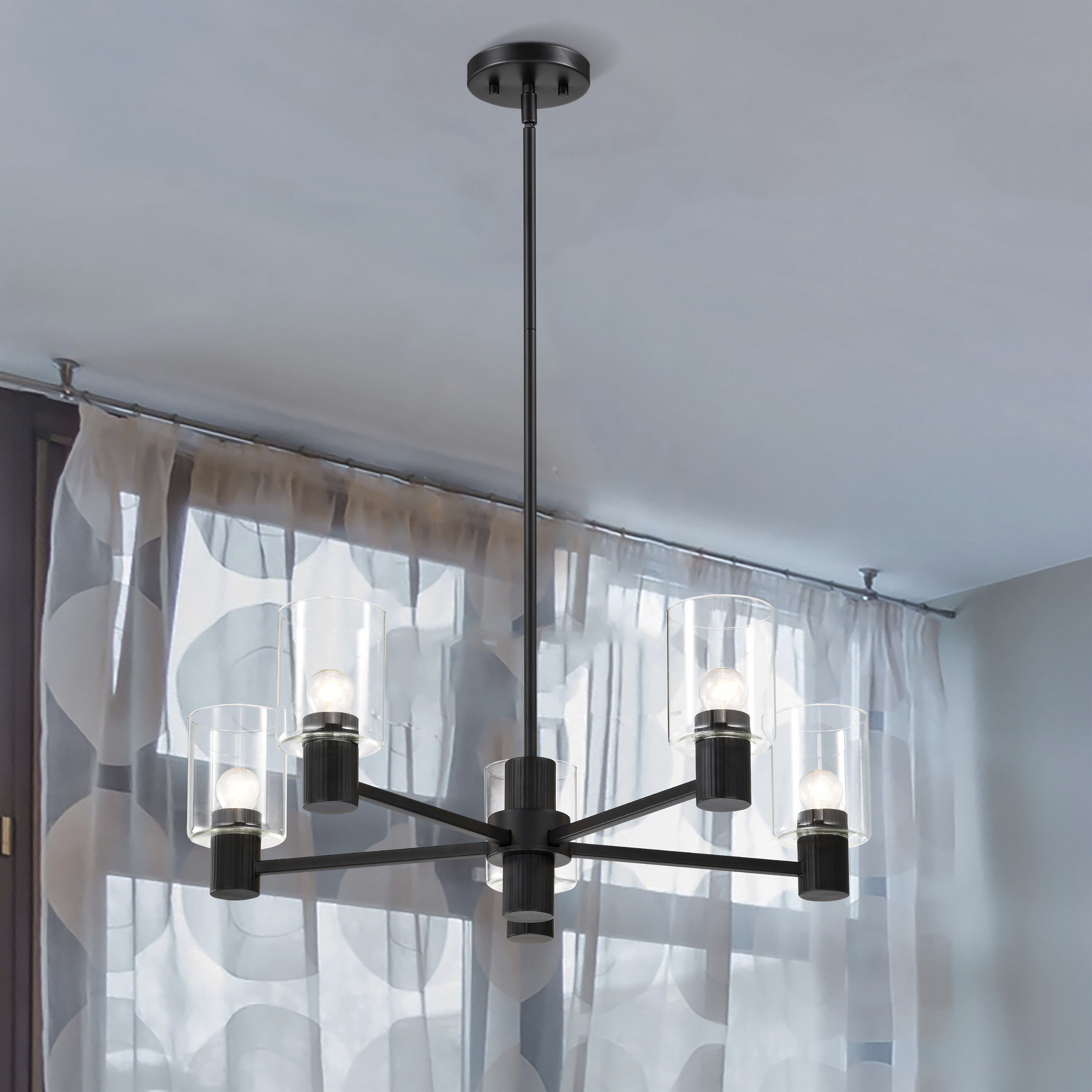Clarksville 5 Light 28 inch Matte Black Chandelier Ceiling Light