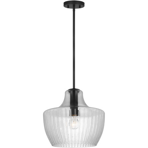 Destin 1 Light 14 inch Black with Silver Accents Pendant Ceiling Light