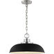 Colony 1 Light 15 inch Matte Black/Polished Nickel Pendant Ceiling Light