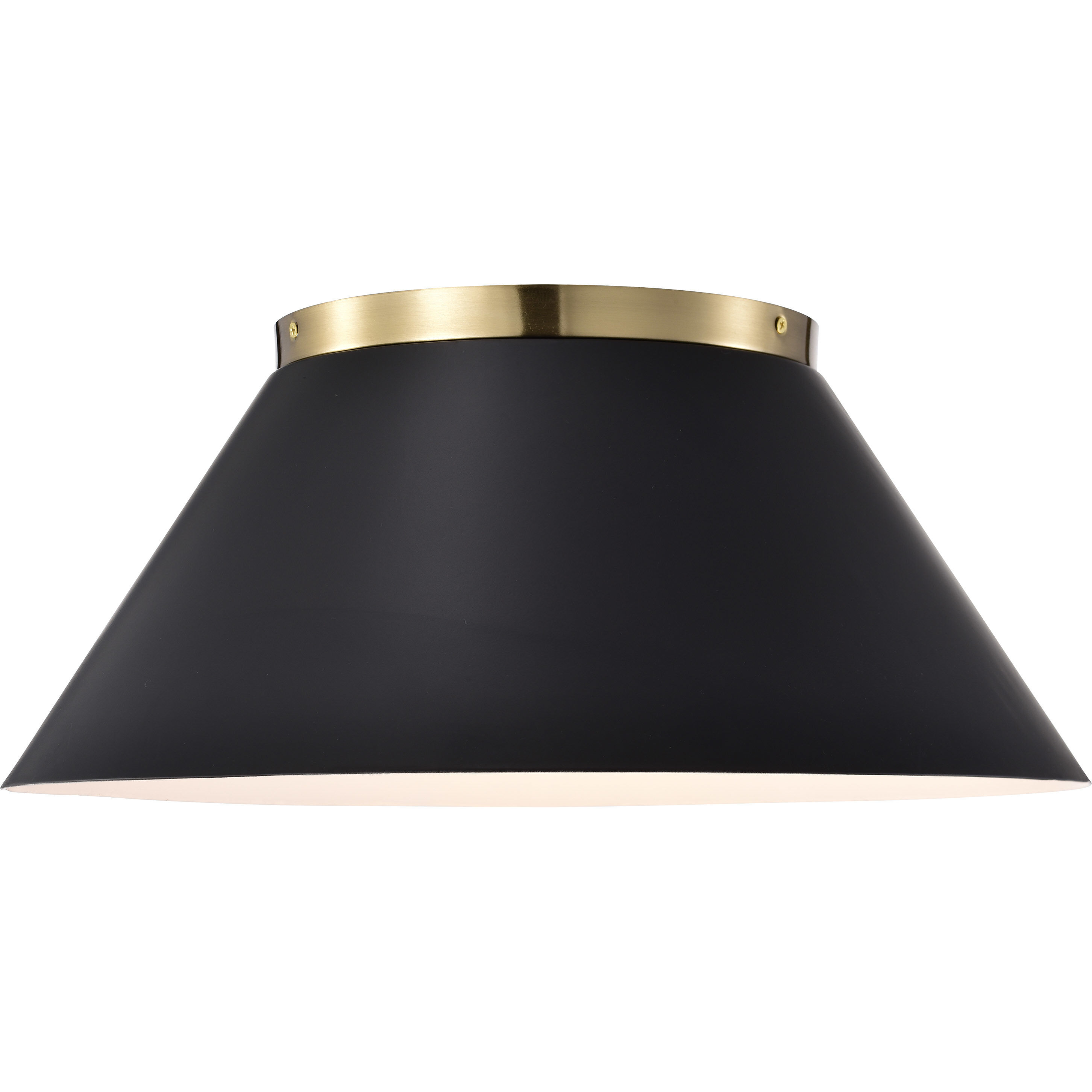 Dover 3 Light 20 inch Black/Vintage Brass Flush Ceiling Light