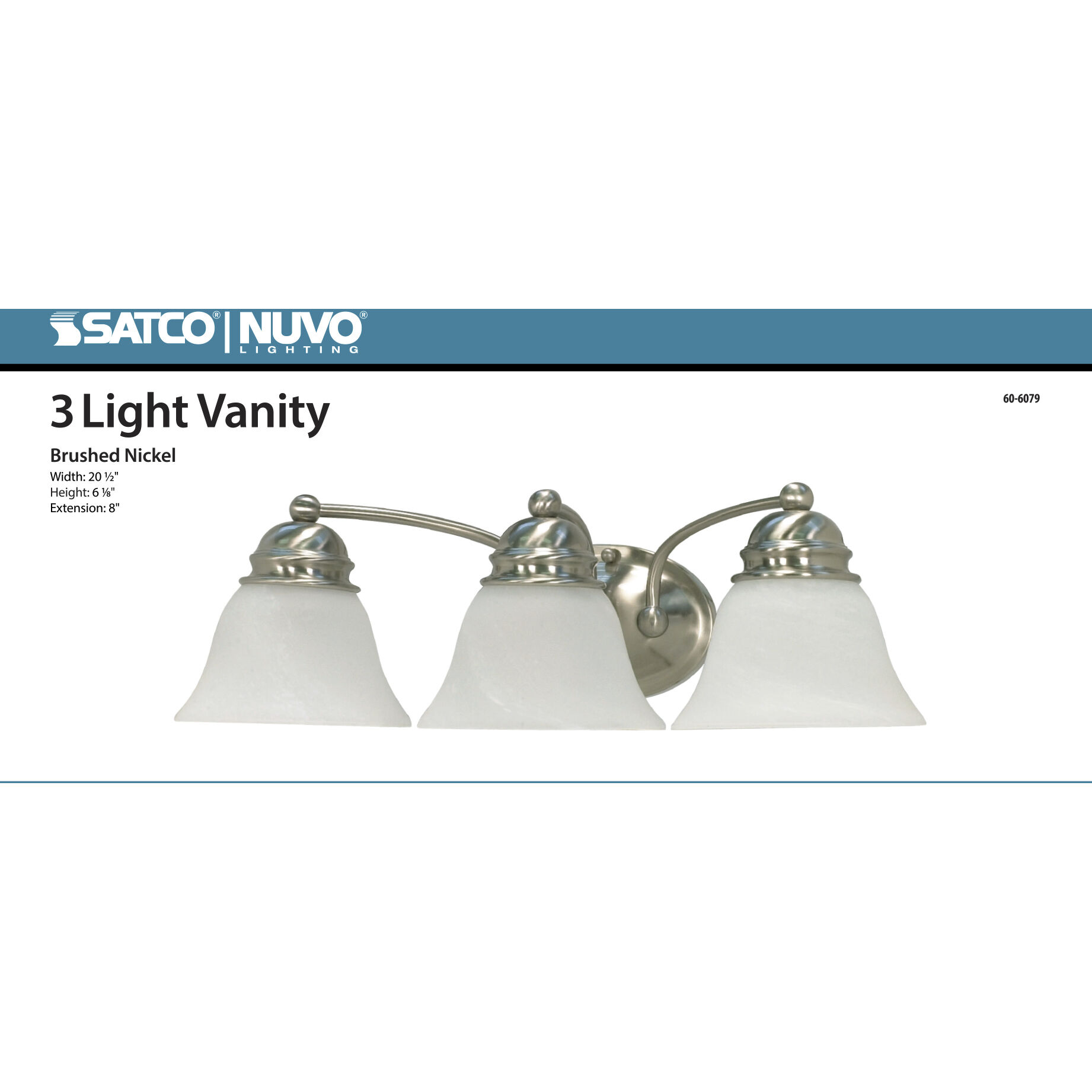 Brentwood 3 Light 21 inch Brushed Nickel Vanity Light Wall Light