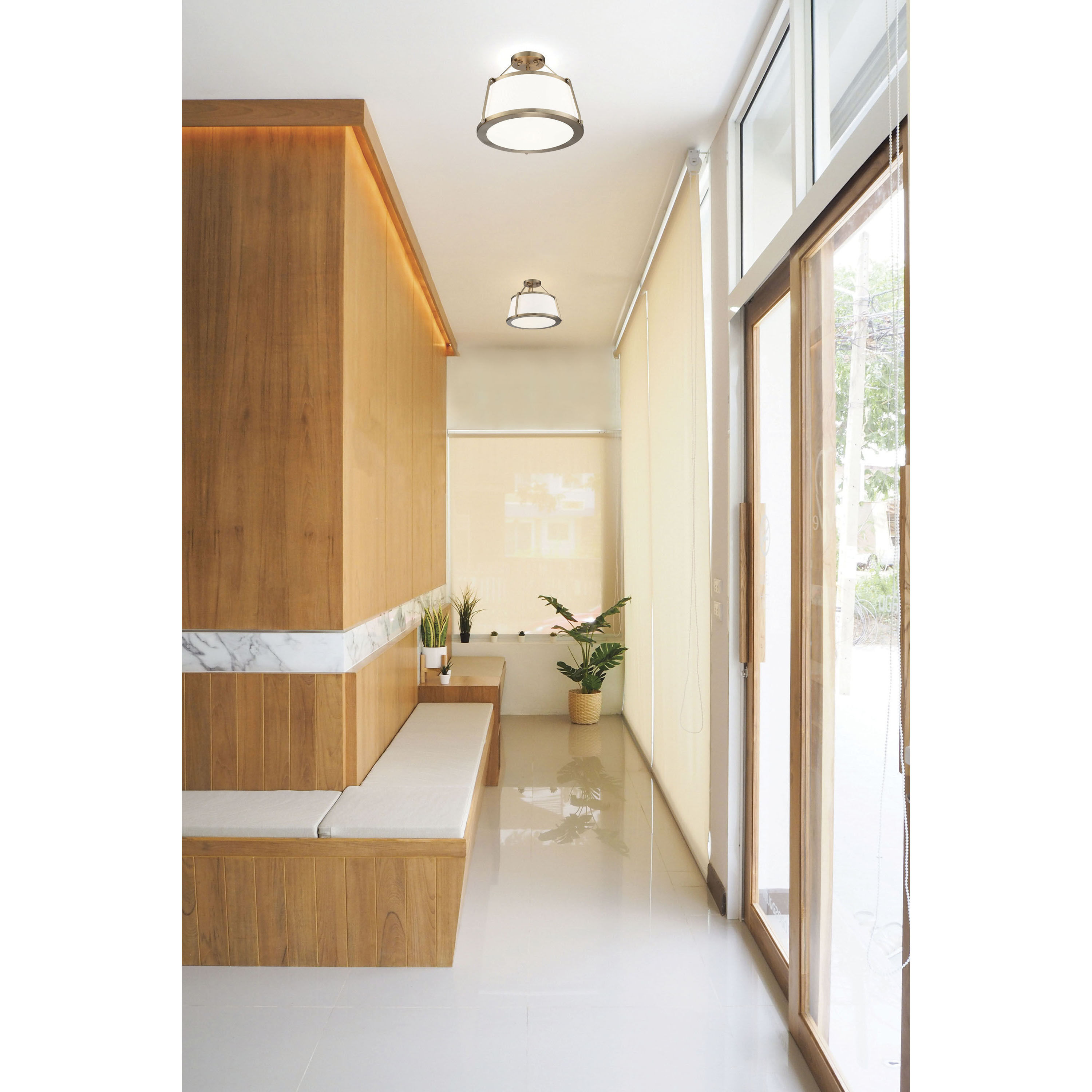 Cutty 3 Light 16 inch Burnished Brass Semi Flush Mount Fixture Ceiling Light