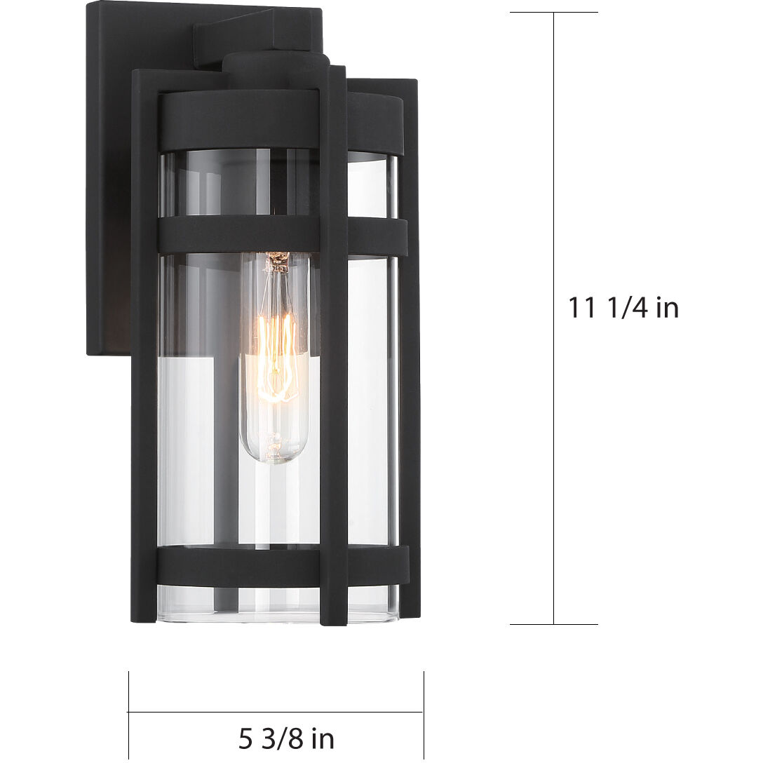 Tofino 1 Light 11 inch Textured Black and Clear Seeded Outdoor Wall Lantern, Small