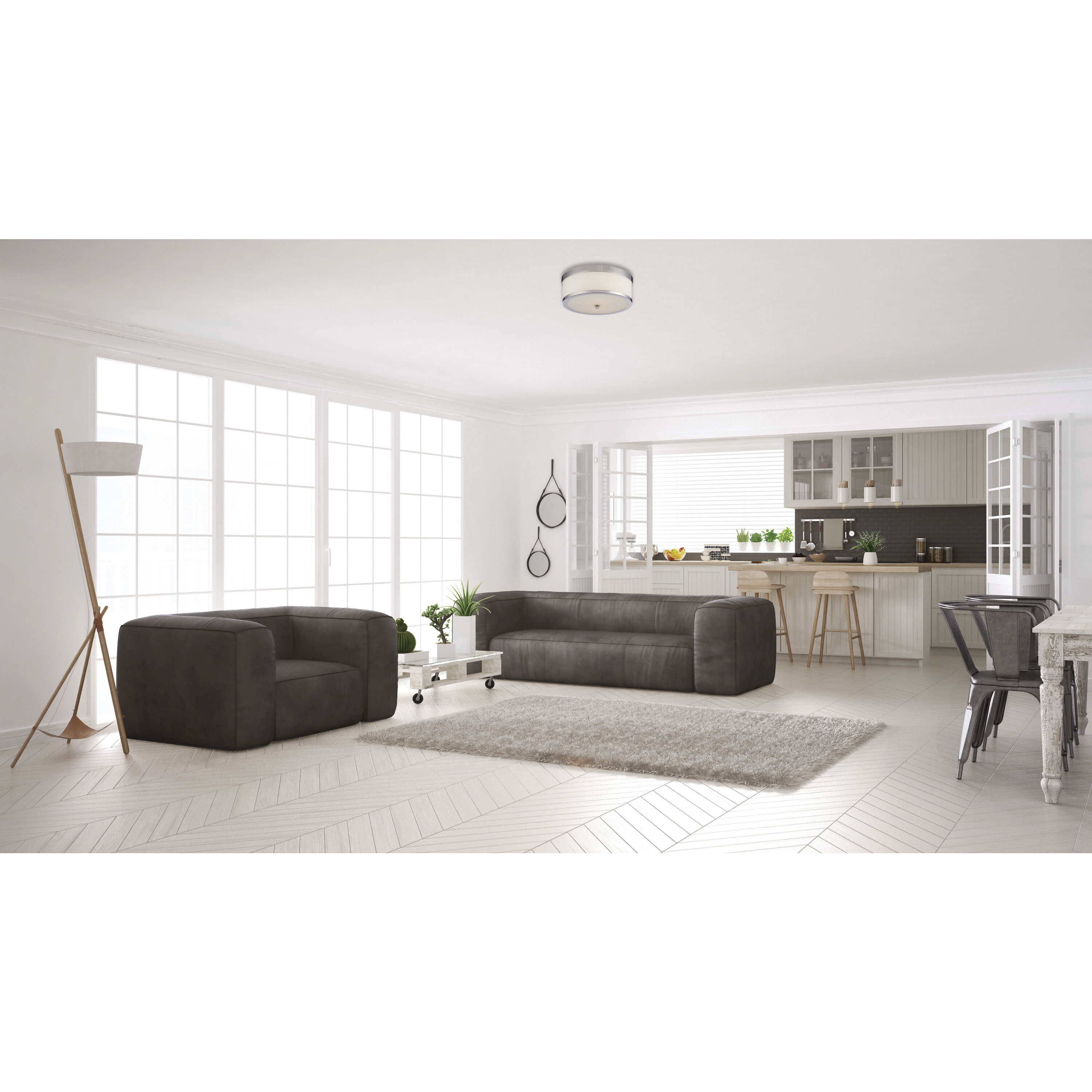 Celine 2 Light 13.63 inch Polished Nickel Flush Mount Ceiling Light