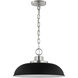 Colony 1 Light 15 inch Matte Black/Polished Nickel Pendant Ceiling Light