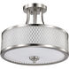Fusion 3 Light 14 inch Brushed Nickel and Frosted Semi Flush Mount Ceiling Light