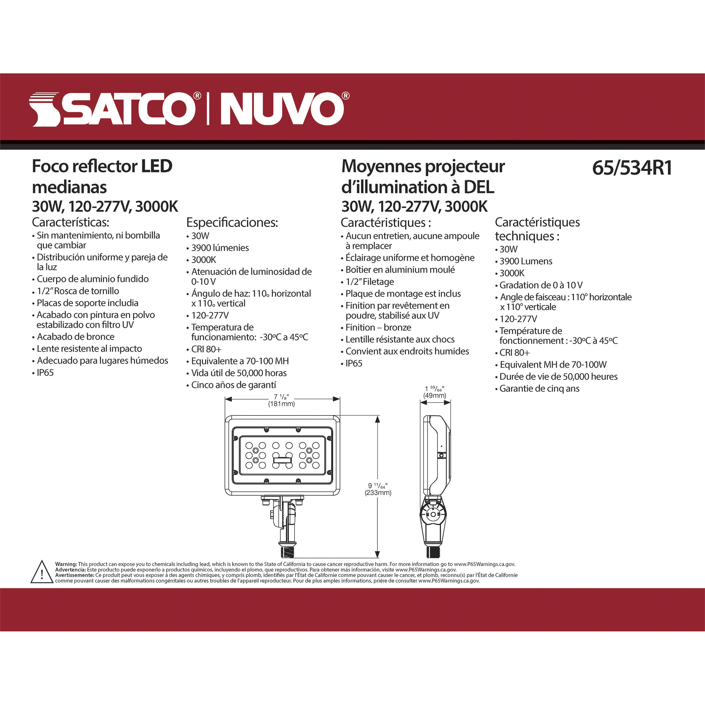 Brentwood LED 2 inch Bronze Flood Light 