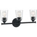 Bransel 3 Light 20 inch Matte Black Vanity Light Wall Light