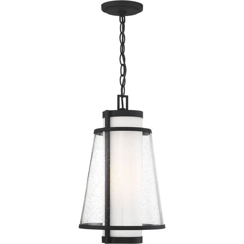 Anau 1 Light 11 inch Matte Black and Glass Outdoor Hanging Lantern