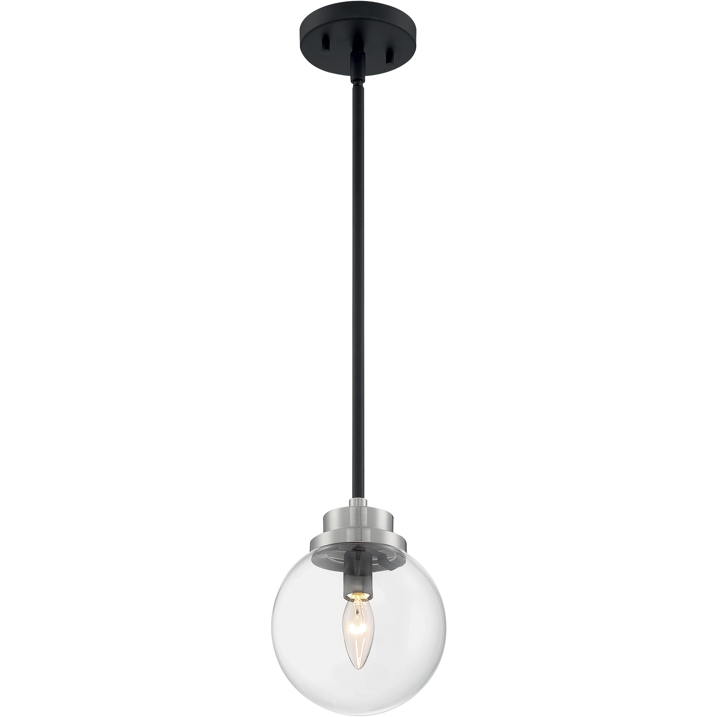 Axis 1 Light 7.75 inch Matte Black and Brushed Nickel Accents Pendant Ceiling Light