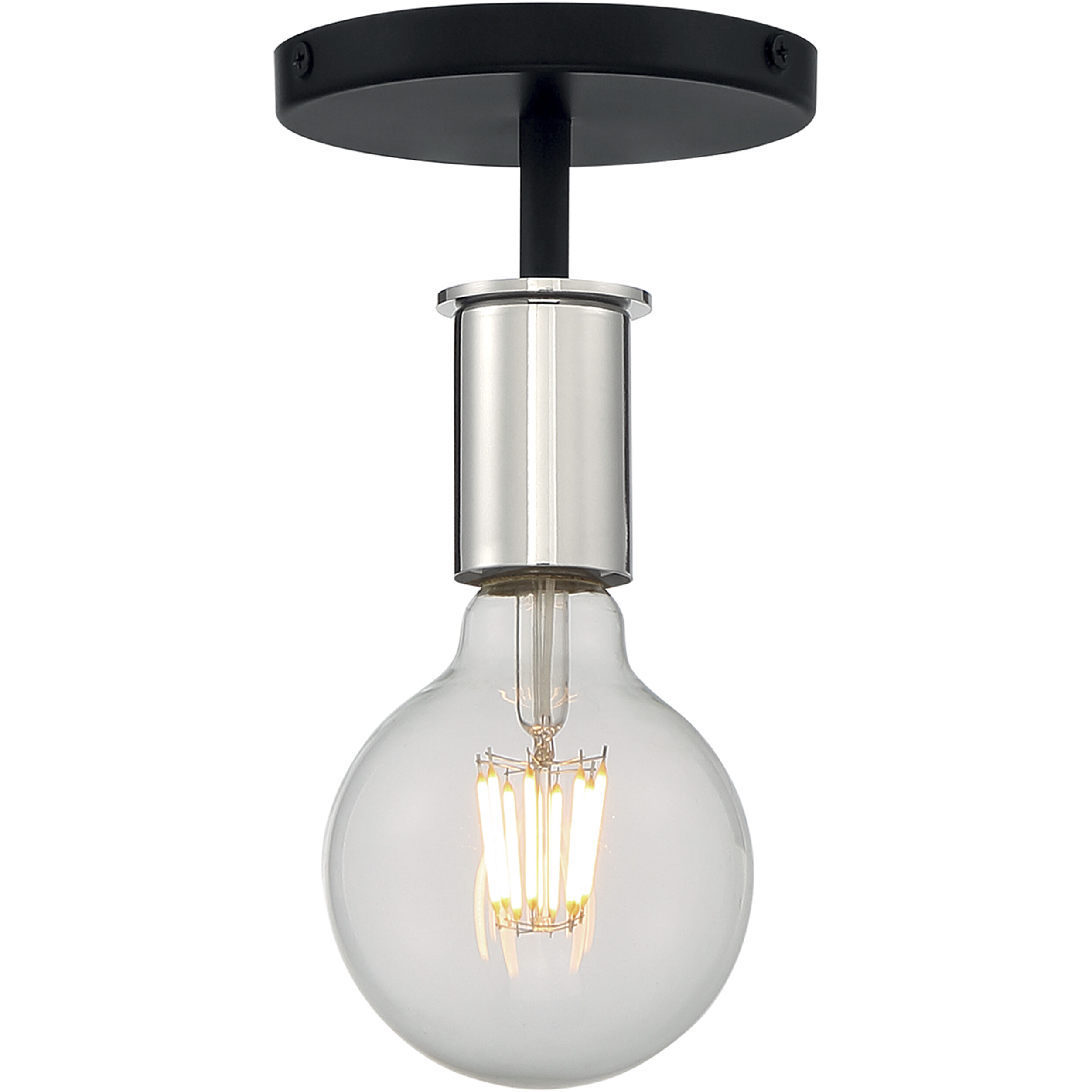 Ryder 1 Light 5 inch Black and Polished Nickel Semi Flush Mount Fixture Ceiling Light