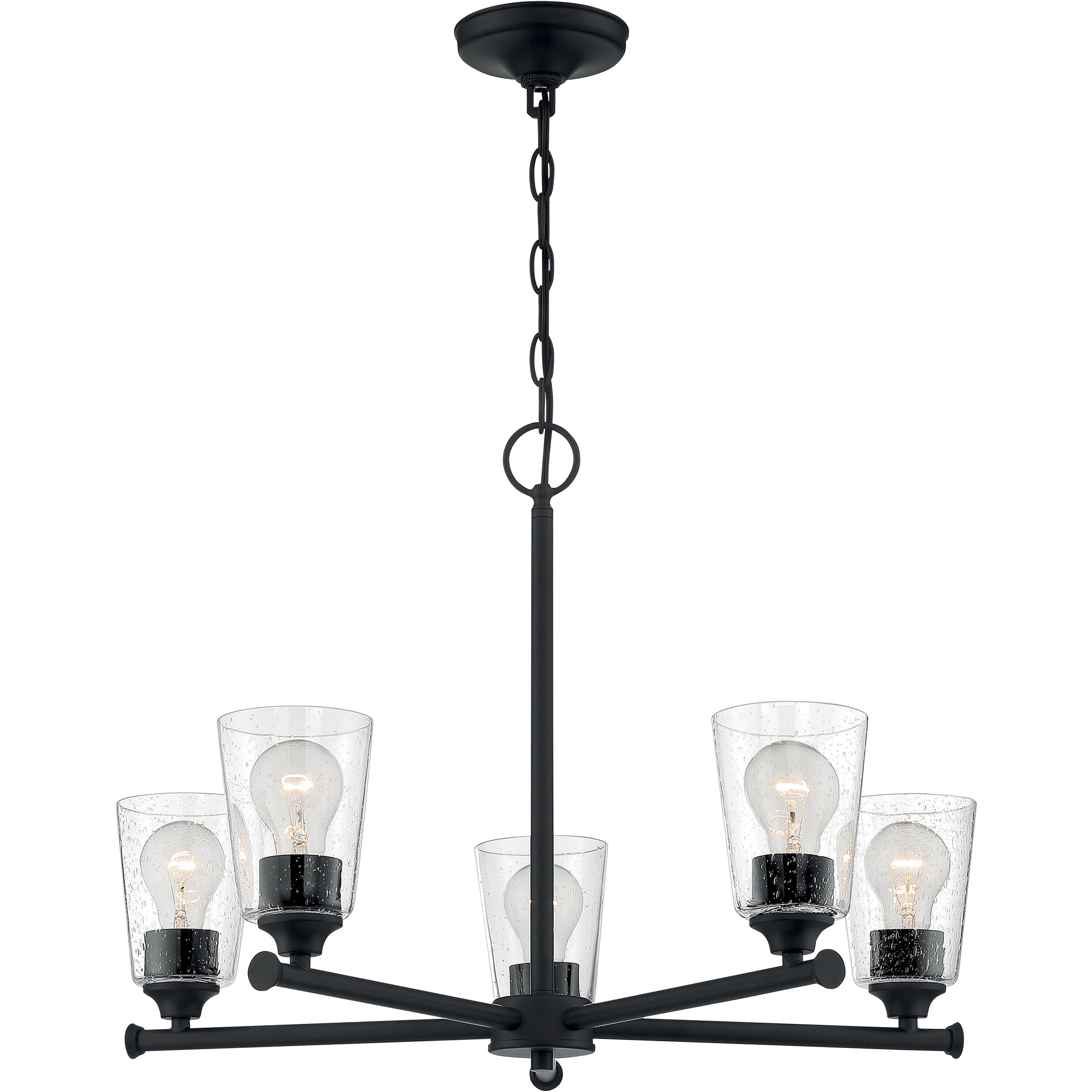 Bransel 5 Light 25 inch Matte Black Chandelier Ceiling Light