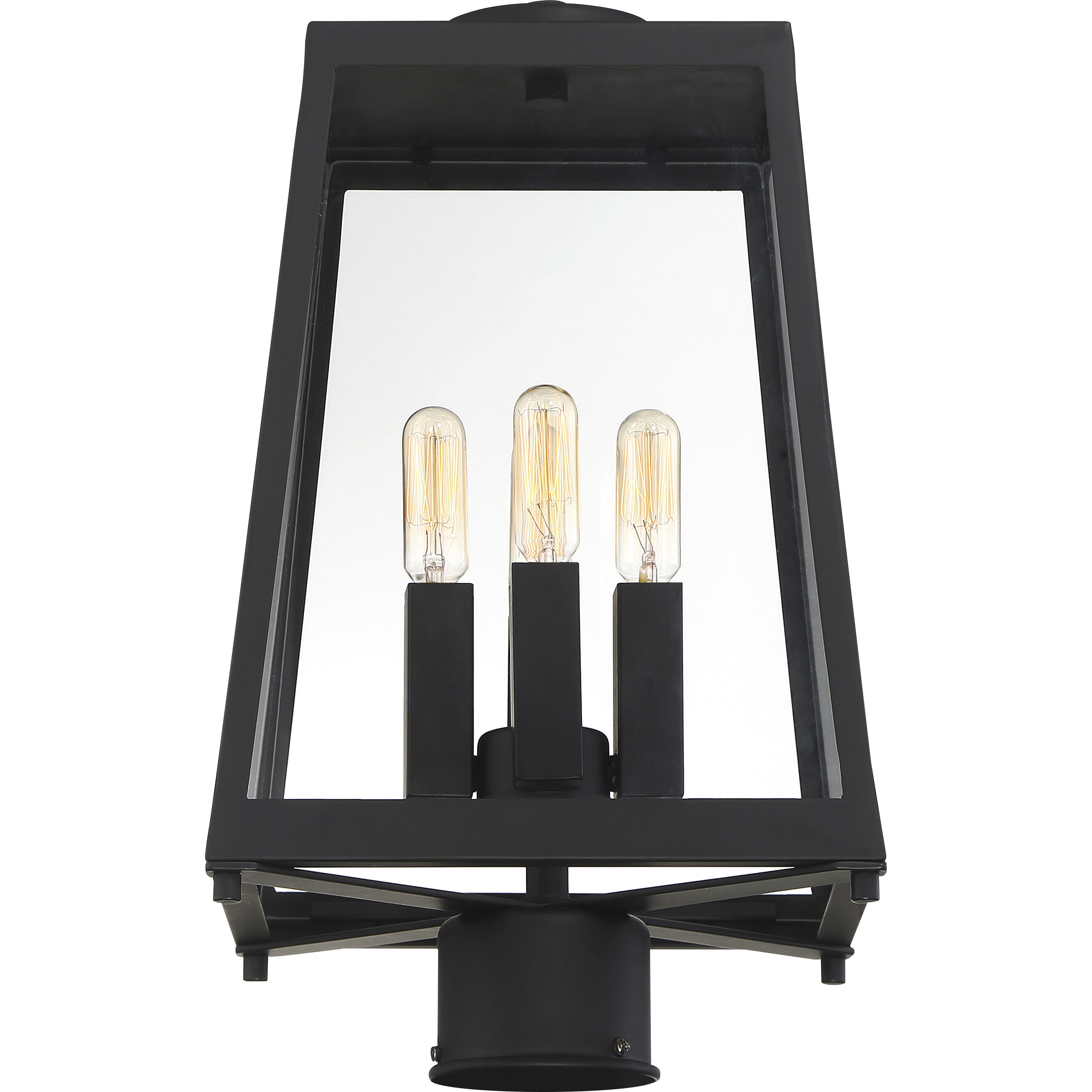 Halifax 4 Light 16 inch Matte Black and Glass Outdoor Post Lantern