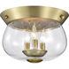 Boliver 3 Light 13.5 inch Vintage Brass Flush Mount Ceiling Light