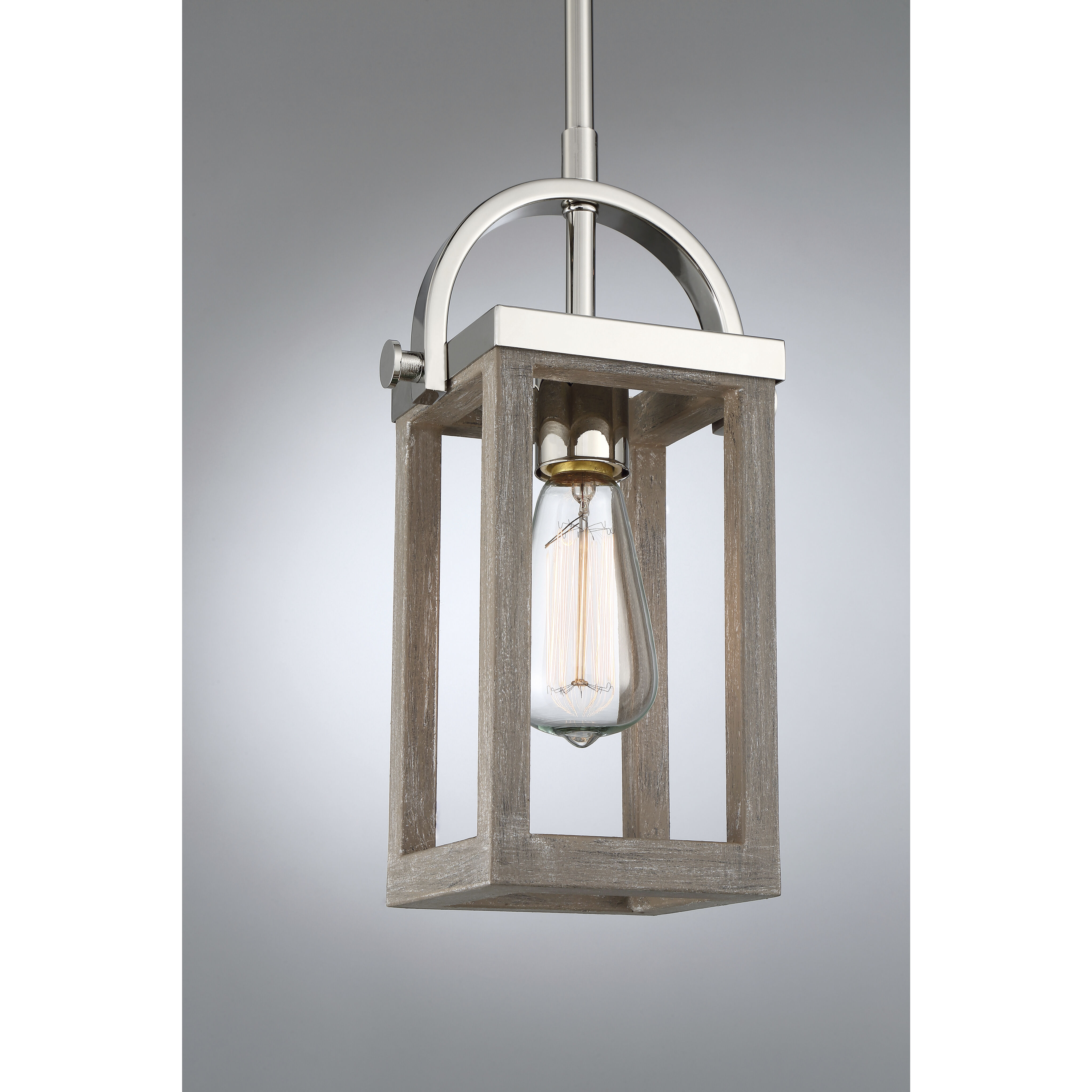 Bliss 1 Light 6.75 inch Driftwood and Polished Nickel Accents Mini Pendant Ceiling Light