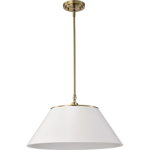 Dover 3 Light 20 inch White/Vintage Brass Pendant Ceiling Light