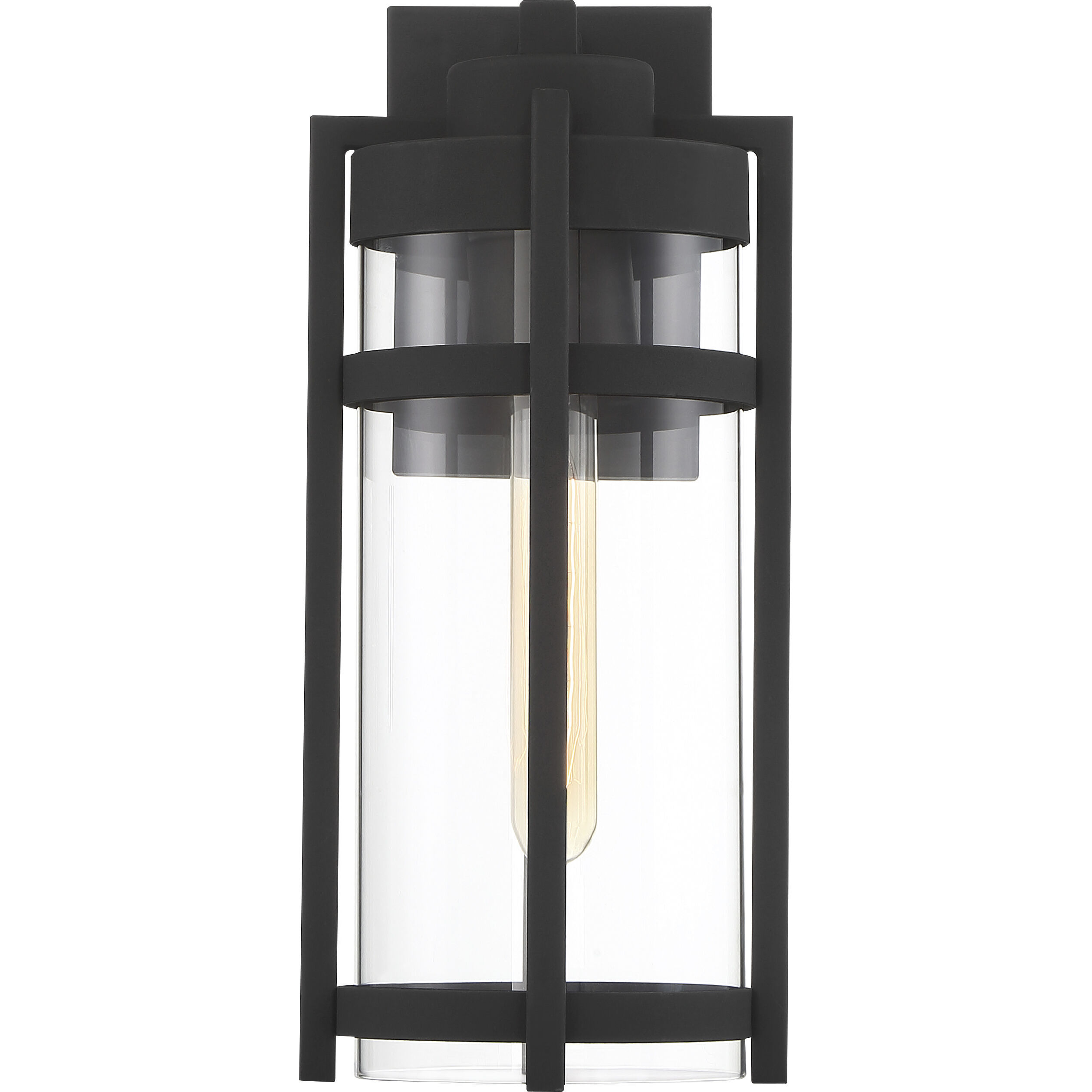 Tofino 1 Light 15 inch Textured Black and Clear Seeded Outdoor Wall Lantern, Medium