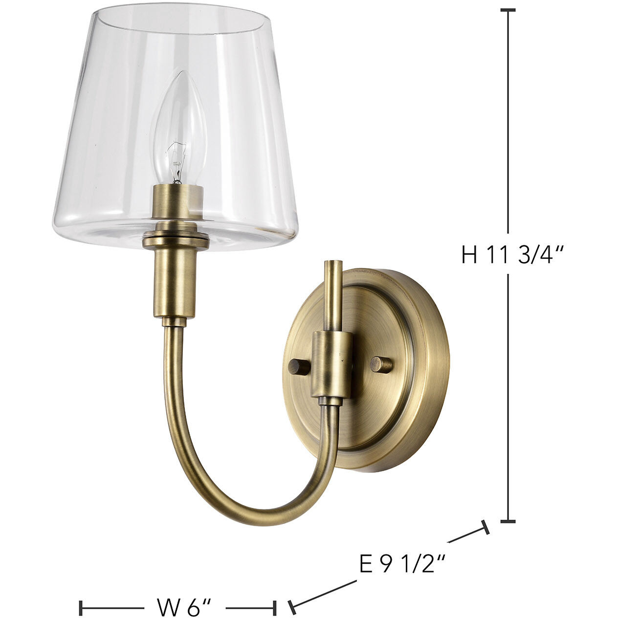 Brookside 1 Light 6 inch Vintage Brass Wall Sconce Wall Light