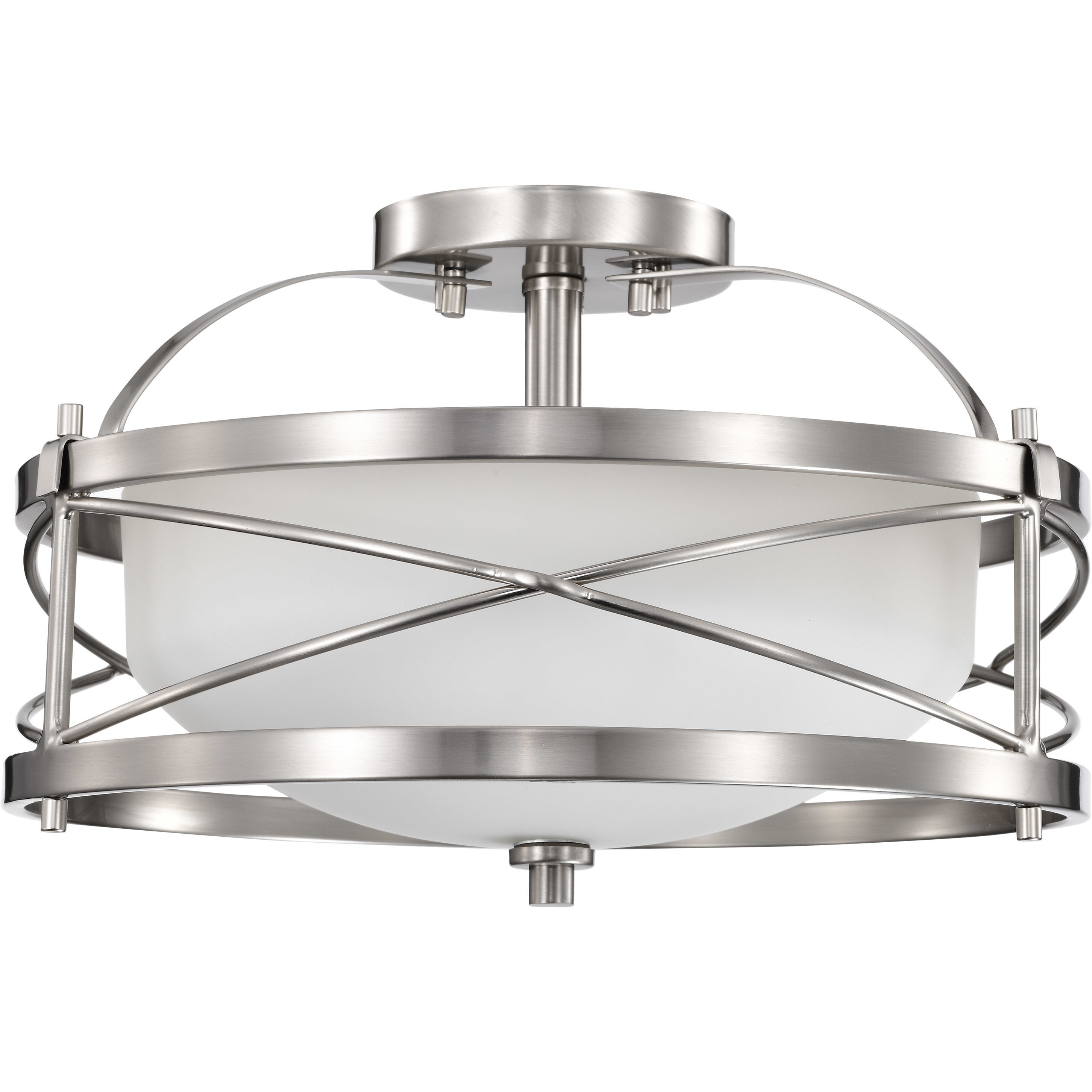 Ginger 2 Light 14 inch Brushed Nickel Semi Flush Mount Ceiling Light