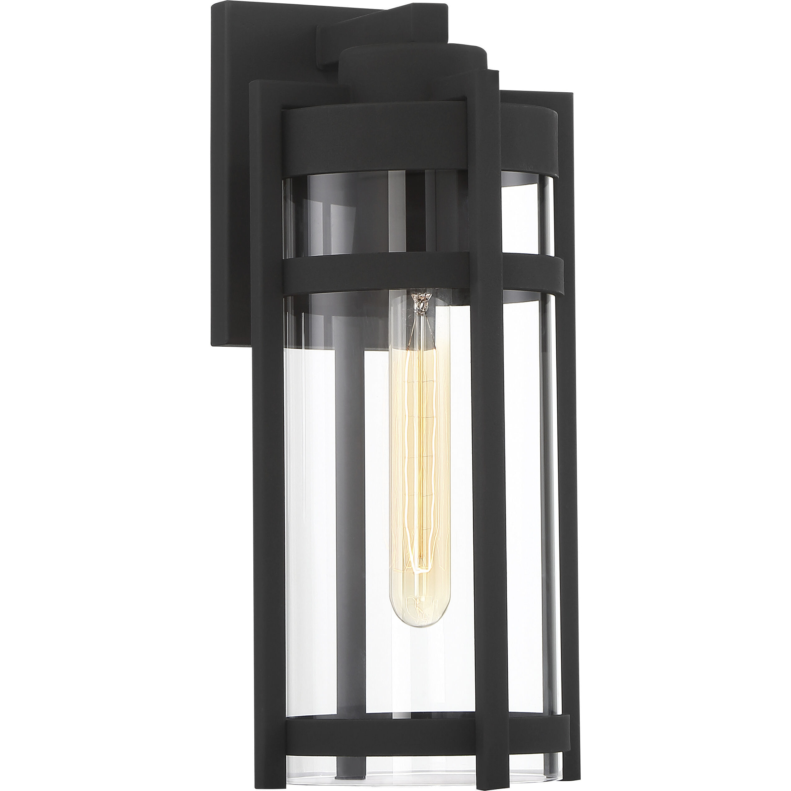 Tofino 1 Light 15 inch Textured Black and Clear Seeded Outdoor Wall Lantern, Medium