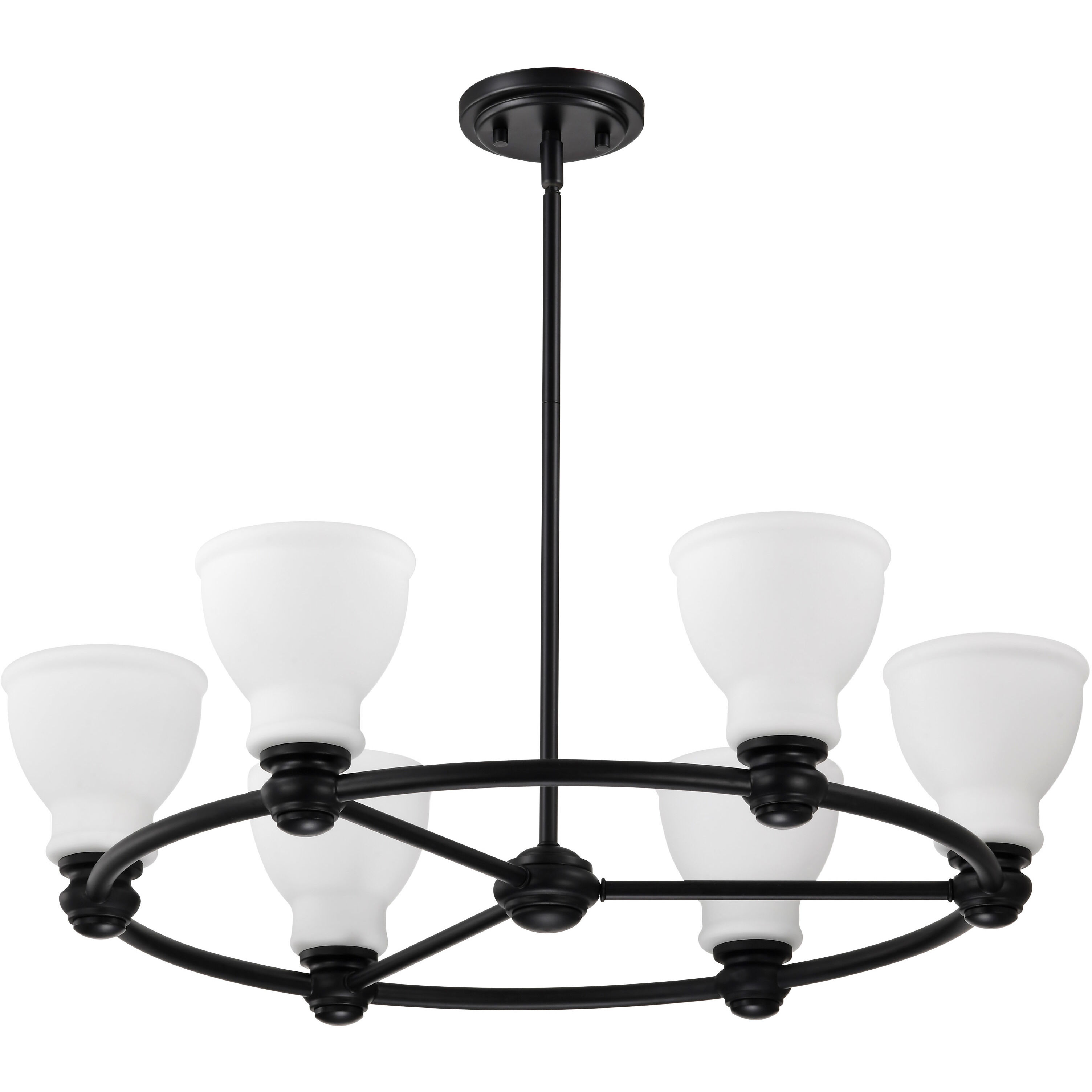 Russel 6 Light 28 inch Matte Black Chandelier Ceiling Light