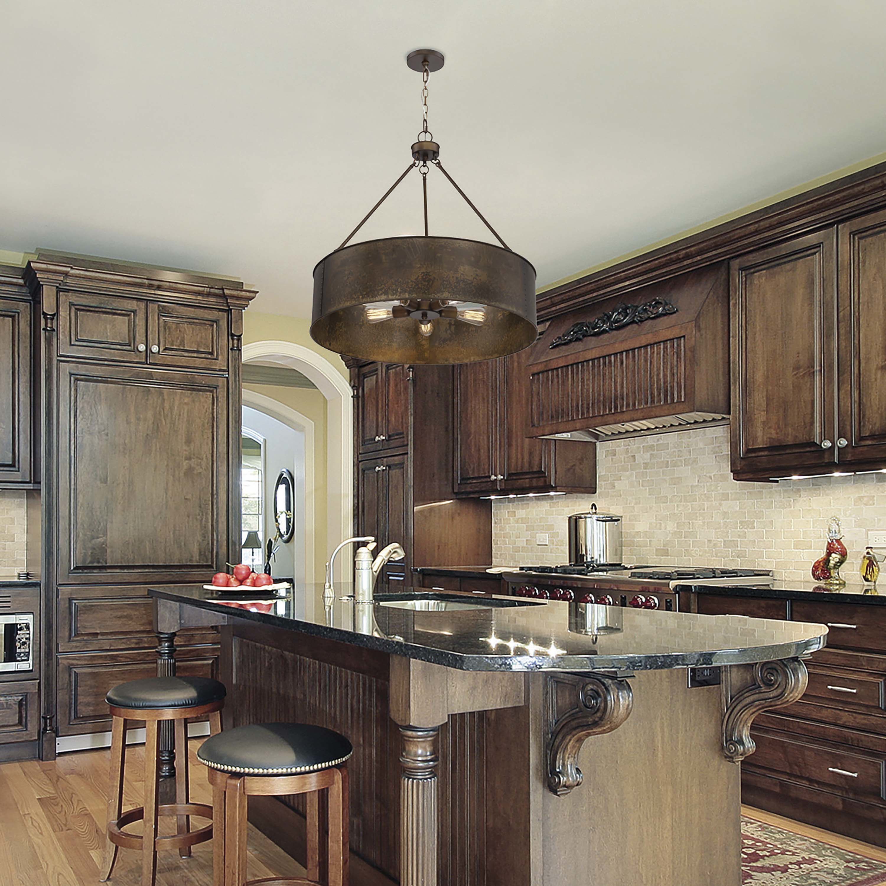 Kettle 5 Light 30 inch Weathered Brass Pendant Ceiling Light