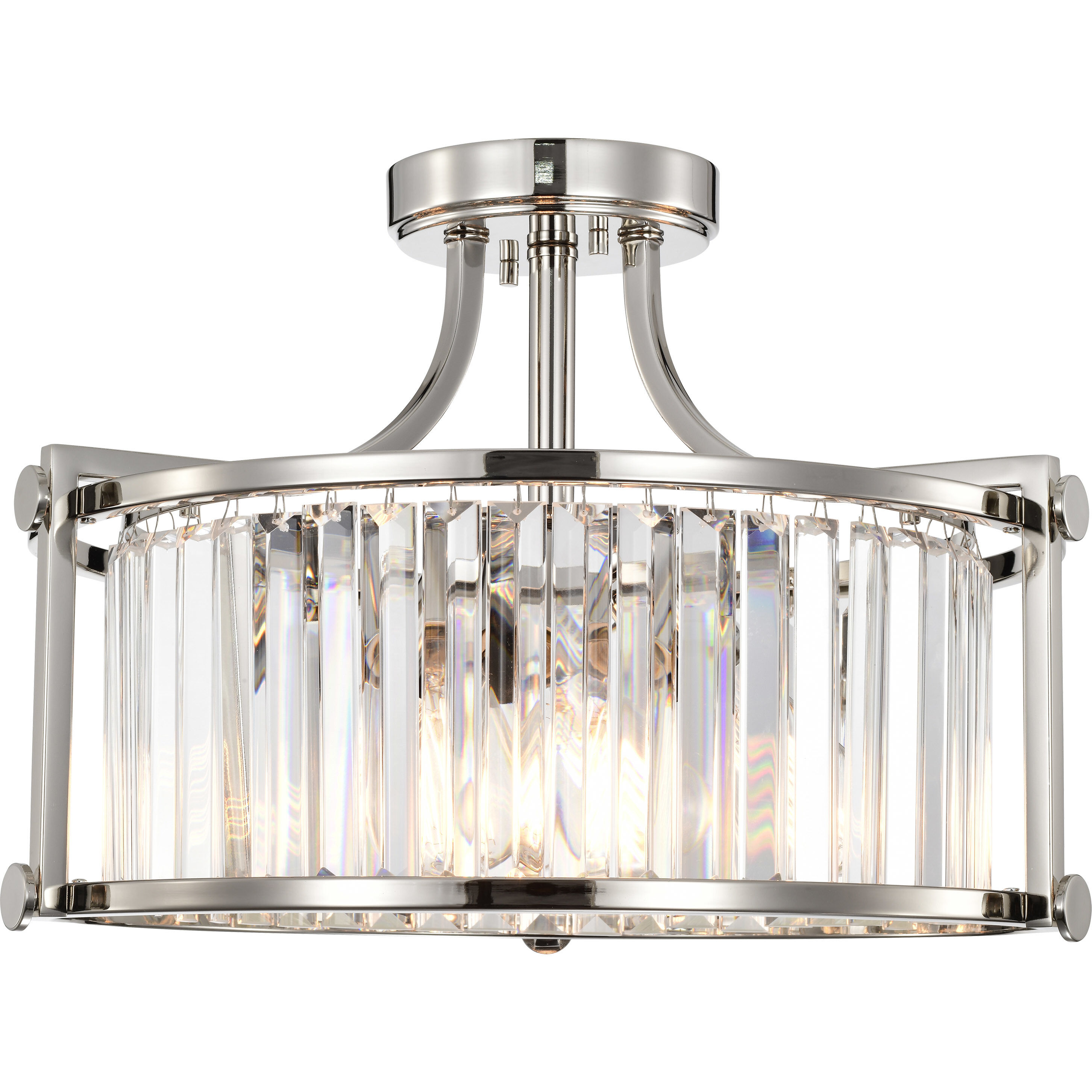 Krys 3 Light 17.75 inch Polished Nickel Semi Flush Mount Ceiling Light
