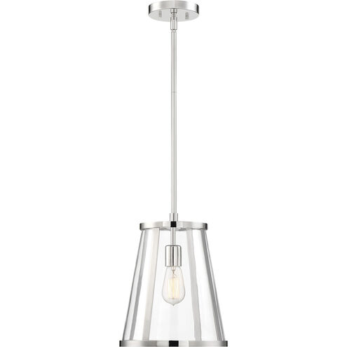 Bruge 1 Light 11 inch Polished Nickel and Clear Pendant Ceiling Light