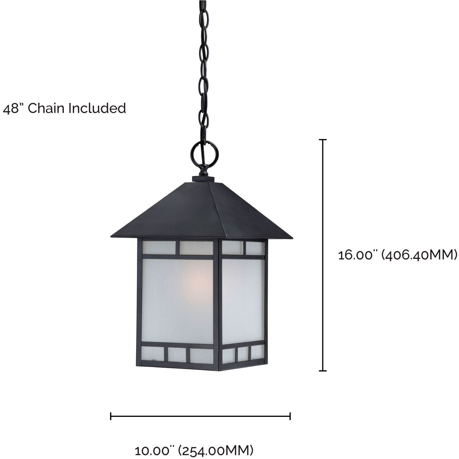 Drexel 1 Light 10 inch Stone Black Outdoor Hanging Lantern
