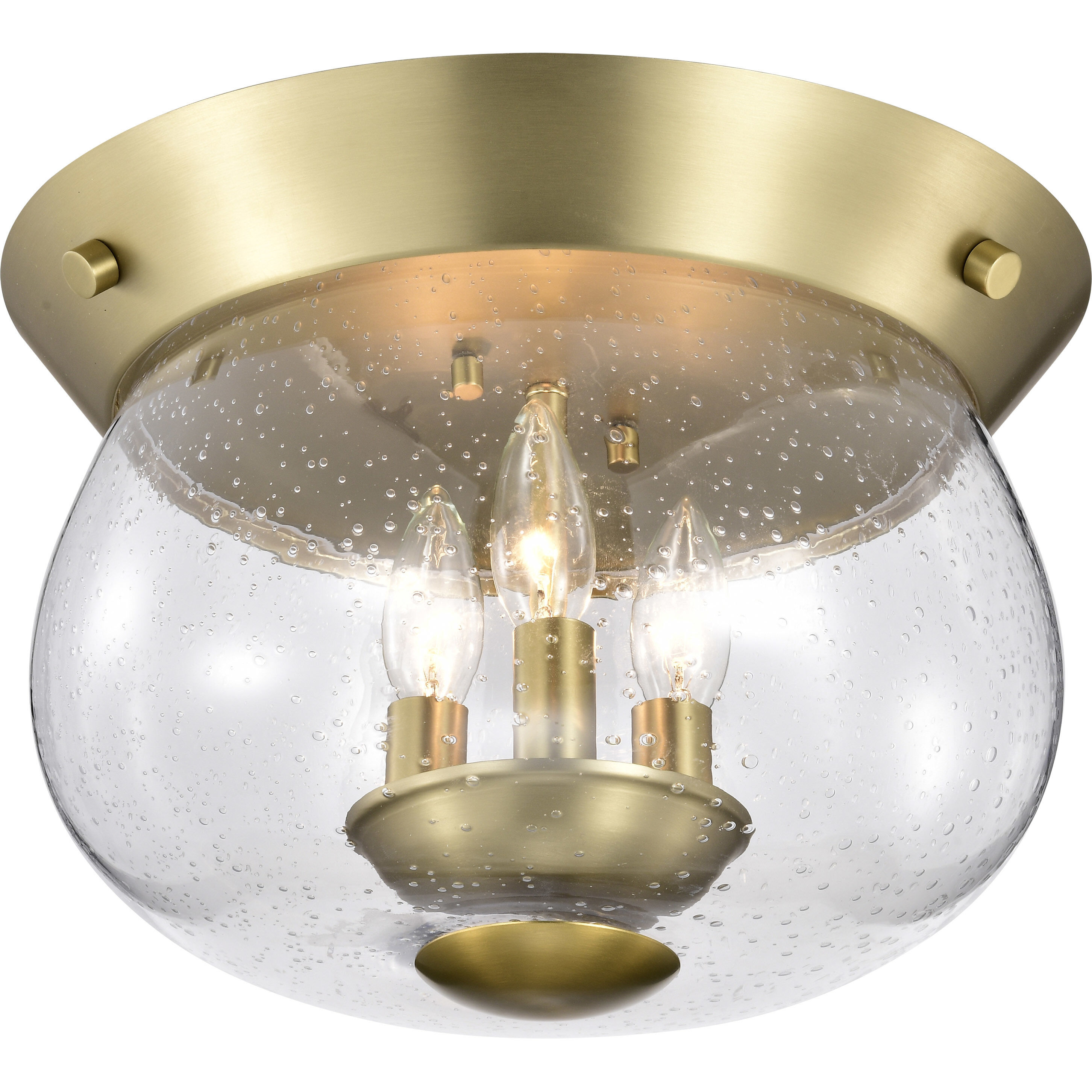 Boliver 3 Light 13.5 inch Vintage Brass Flush Mount Ceiling Light