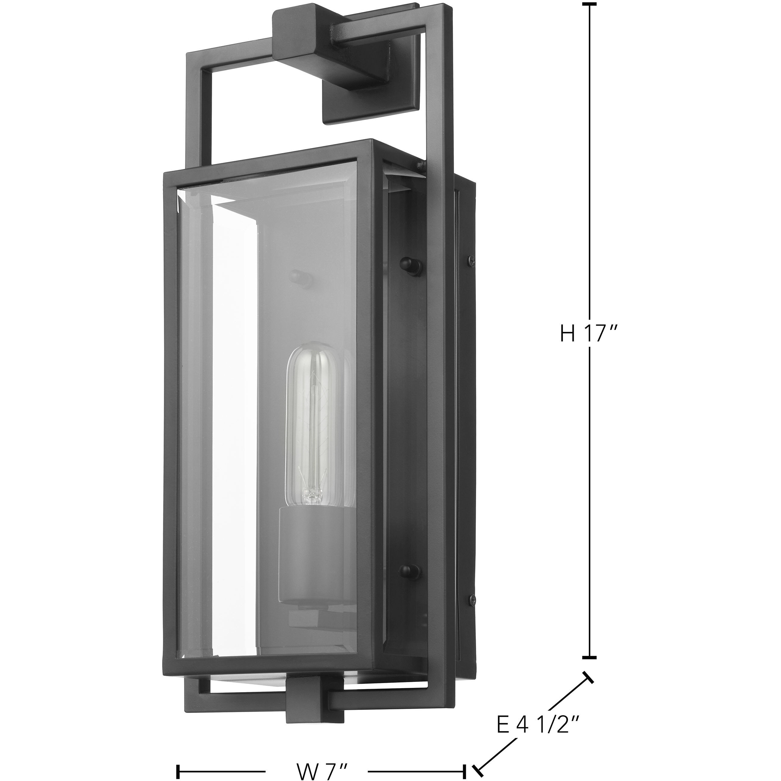 Exhibit 1 Light 17 inch Matte Black Outdoor Wall Sconce