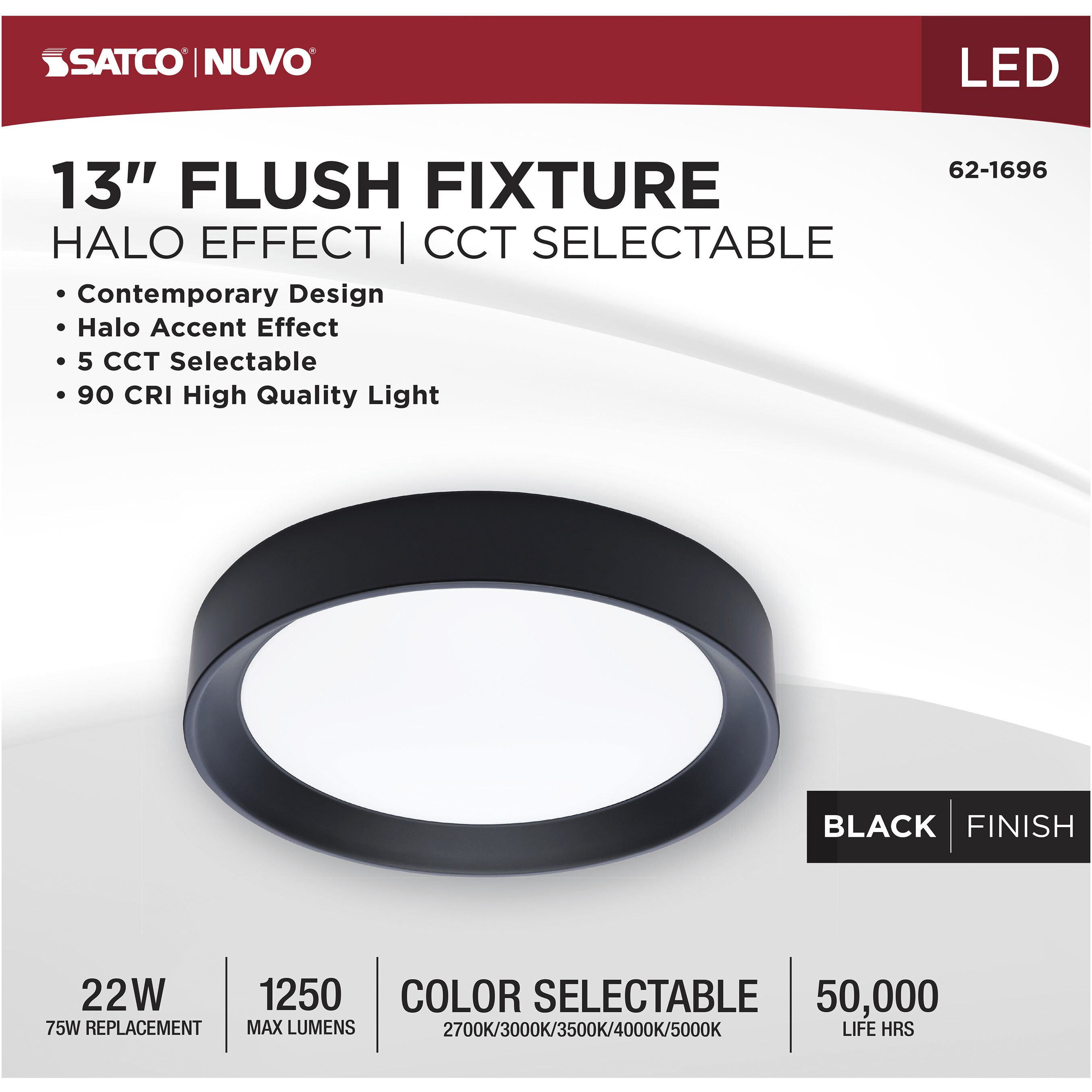 Selene LED 13.23 inch Black Flush Mount Ceiling Light