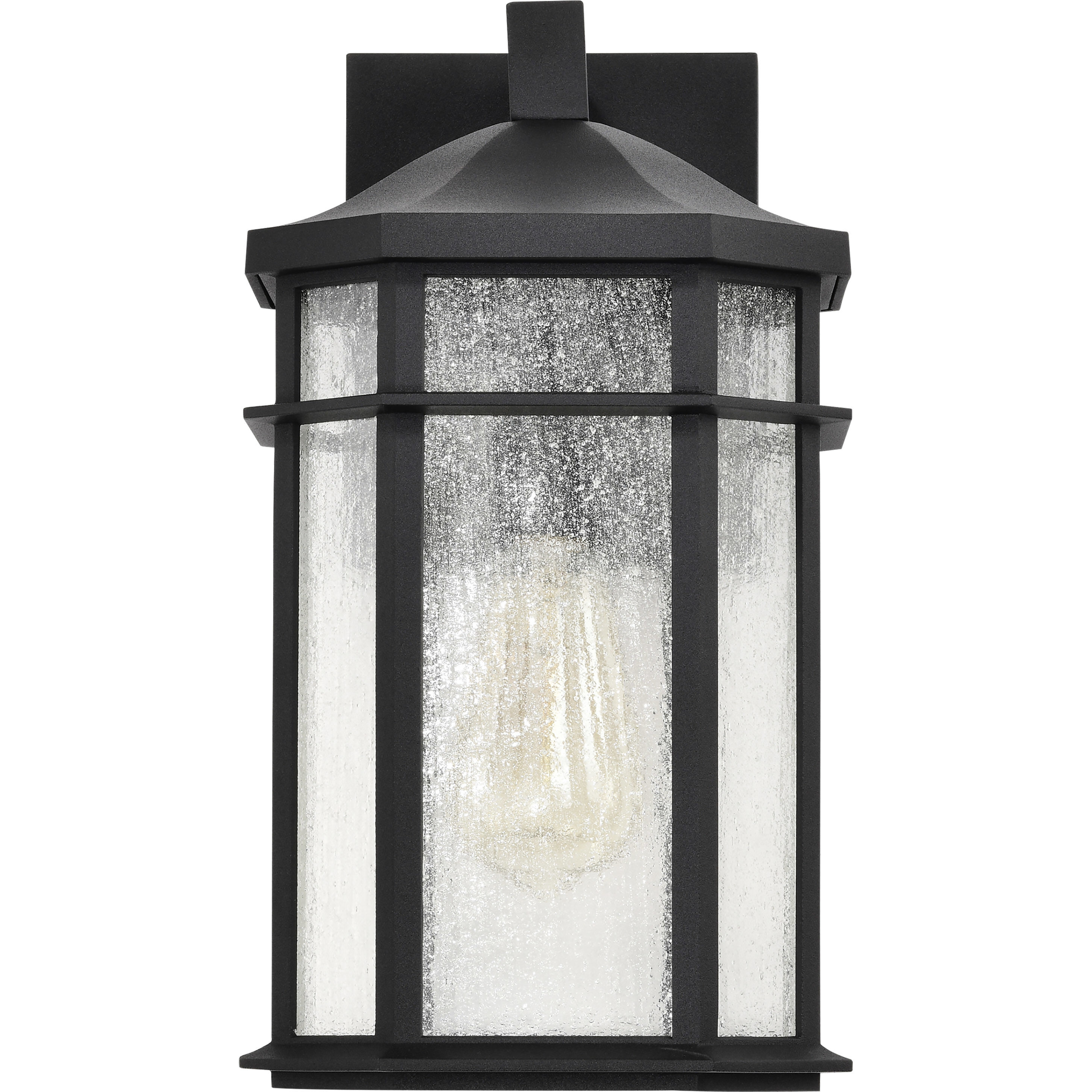 Raiden 14 inch Matte Black Outdoor Wall Lantern, Small