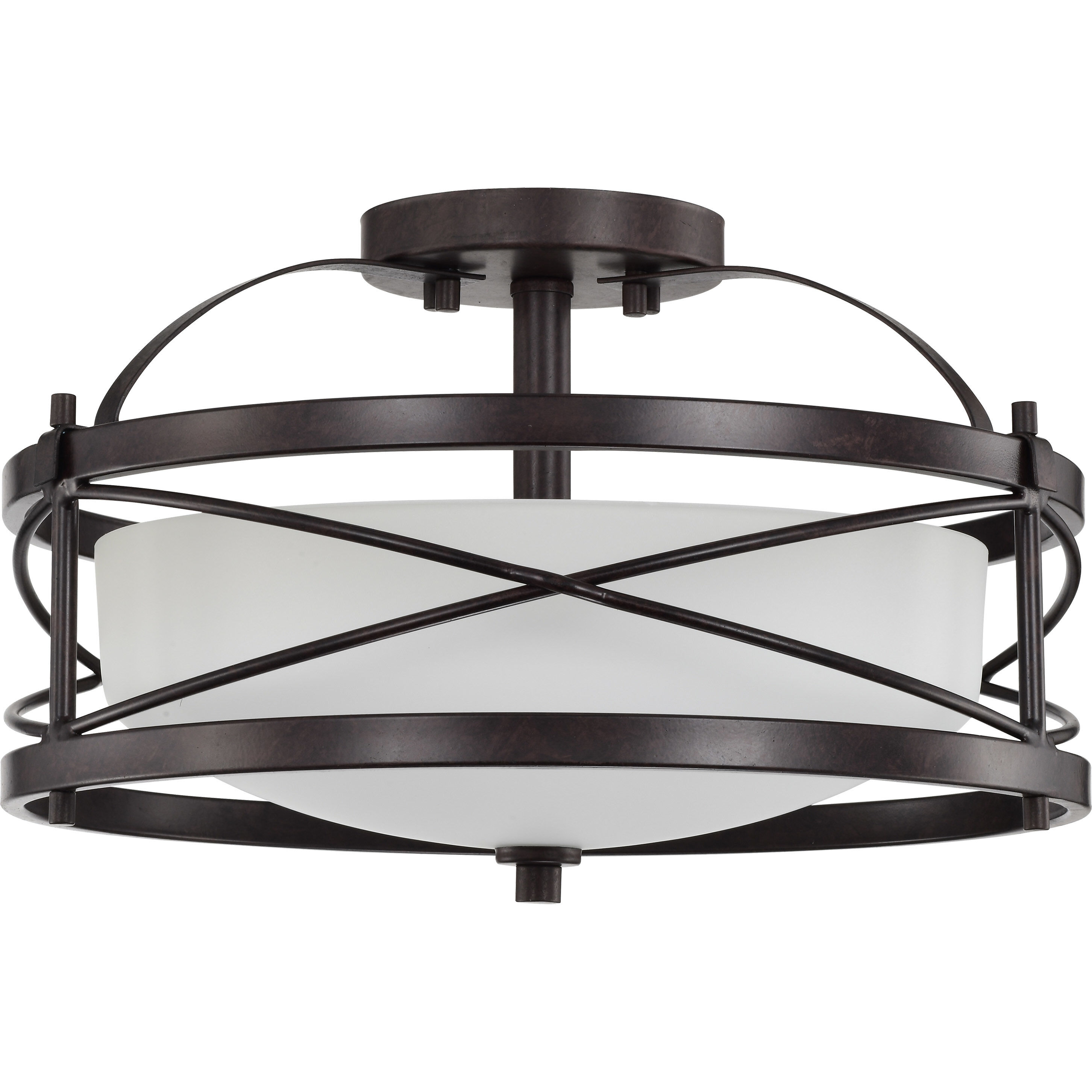 Ginger 2 Light 14 inch Old Bronze Semi Flush Mount Ceiling Light