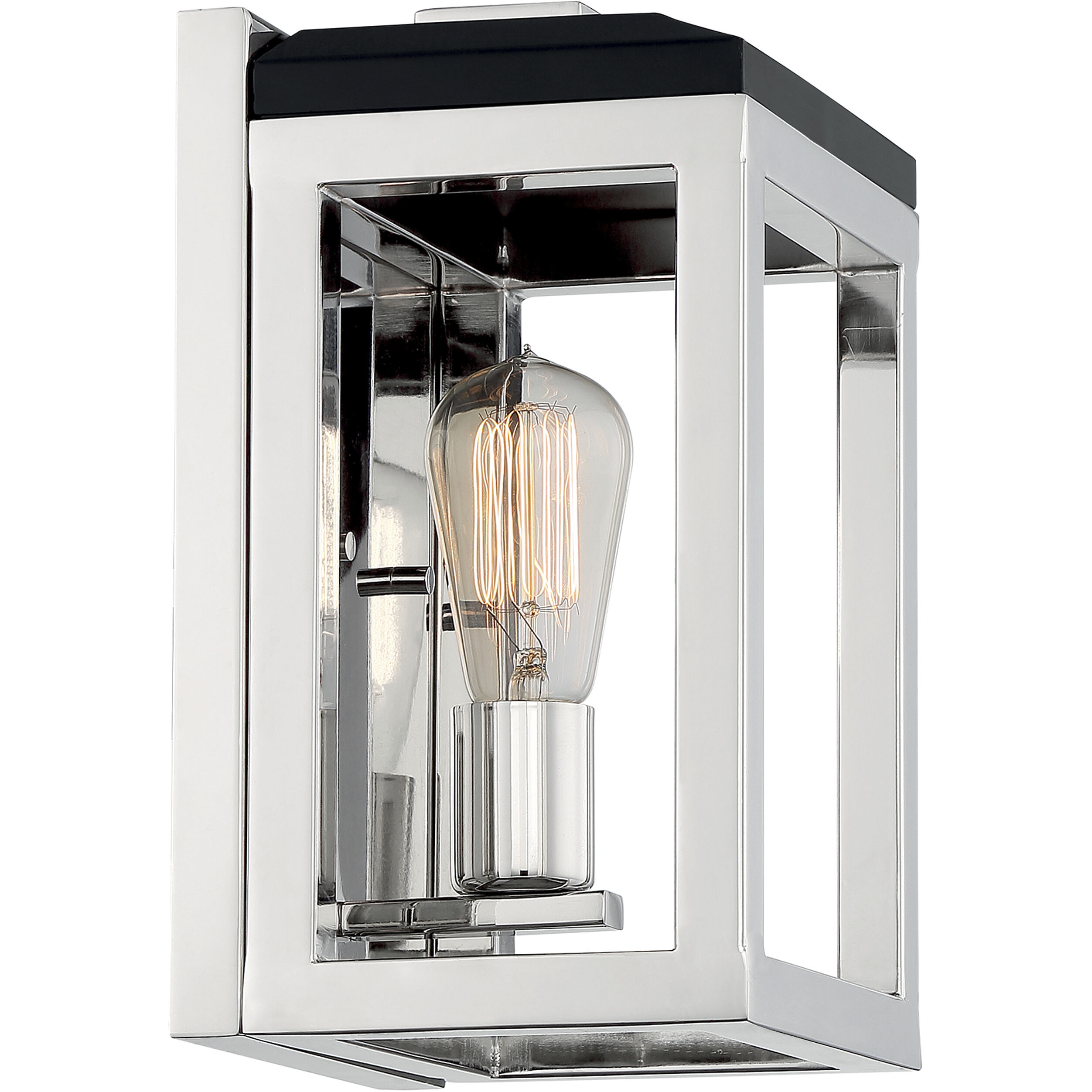 Cakewalk 1 Light 7.13 inch Polished Nickel and Black Accents Vanity Light Wall Light