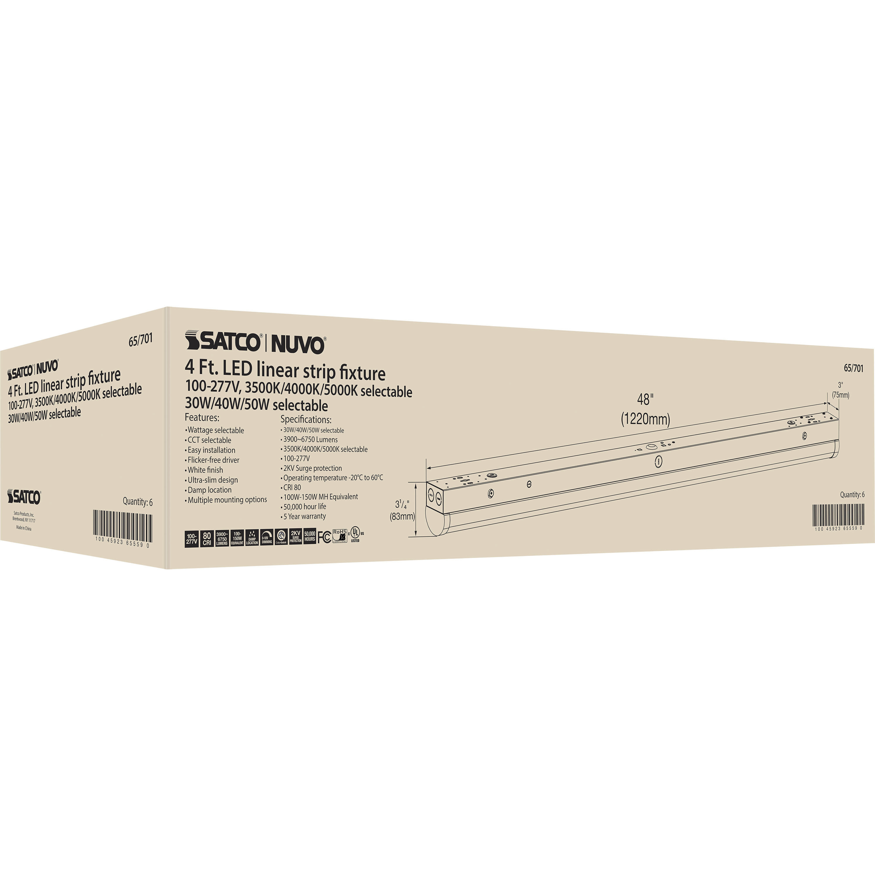 Brentwood LED 3 inch White Linear Strip Ceiling Light