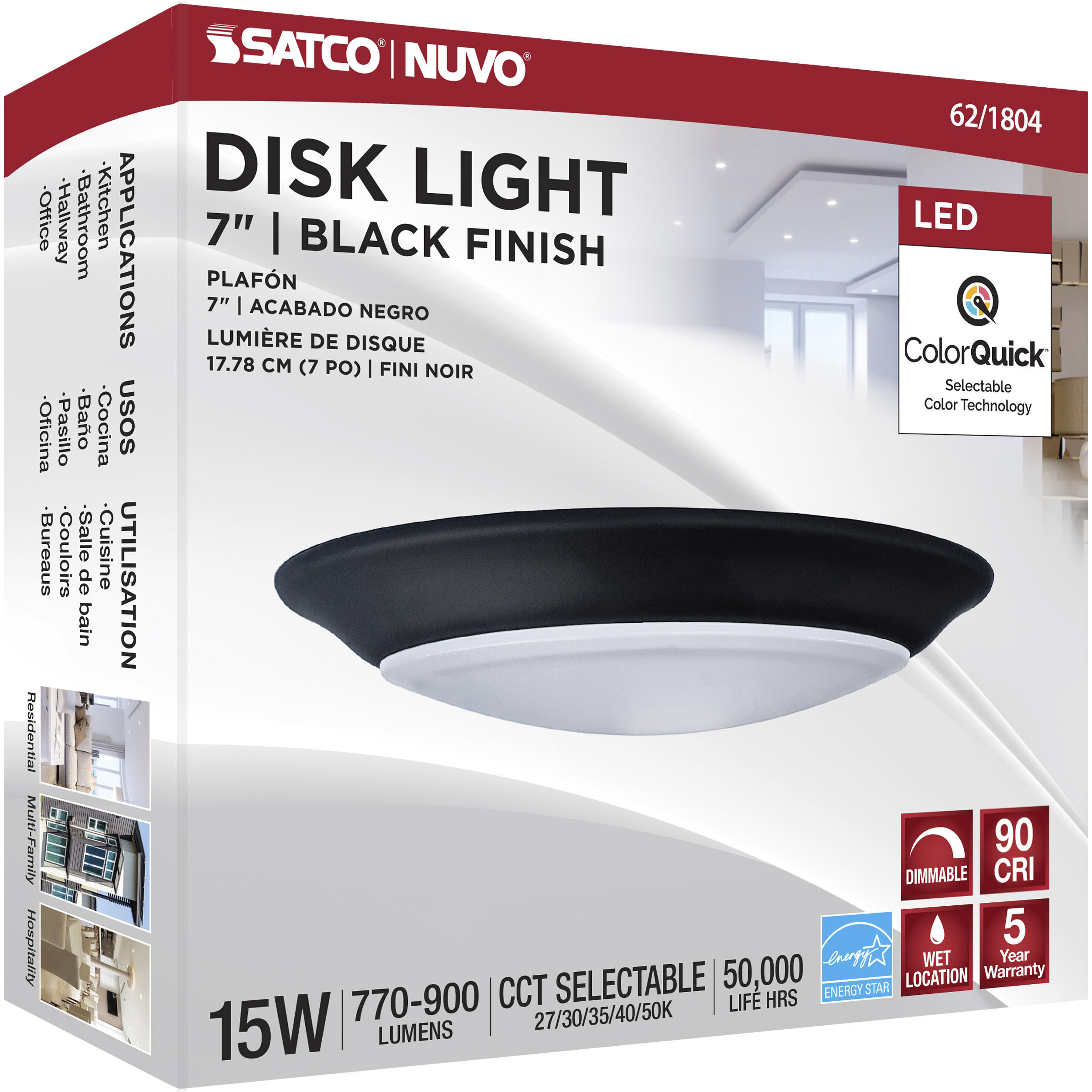 Brentwood Integrated LED Black LED Disk