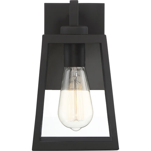 Halifax 1 Light 10 inch Matte Black and Glass Outdoor Wall Lantern, Small