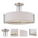 Gemini 3 Light 18 inch Brushed Nickel Semi Flush Mount Ceiling Light